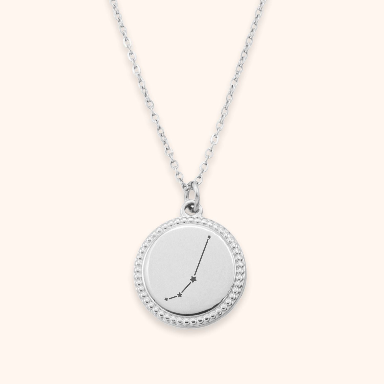 Dames ketting sterrenstelsel gegraveerd op ronde hanger zilver stainless steel