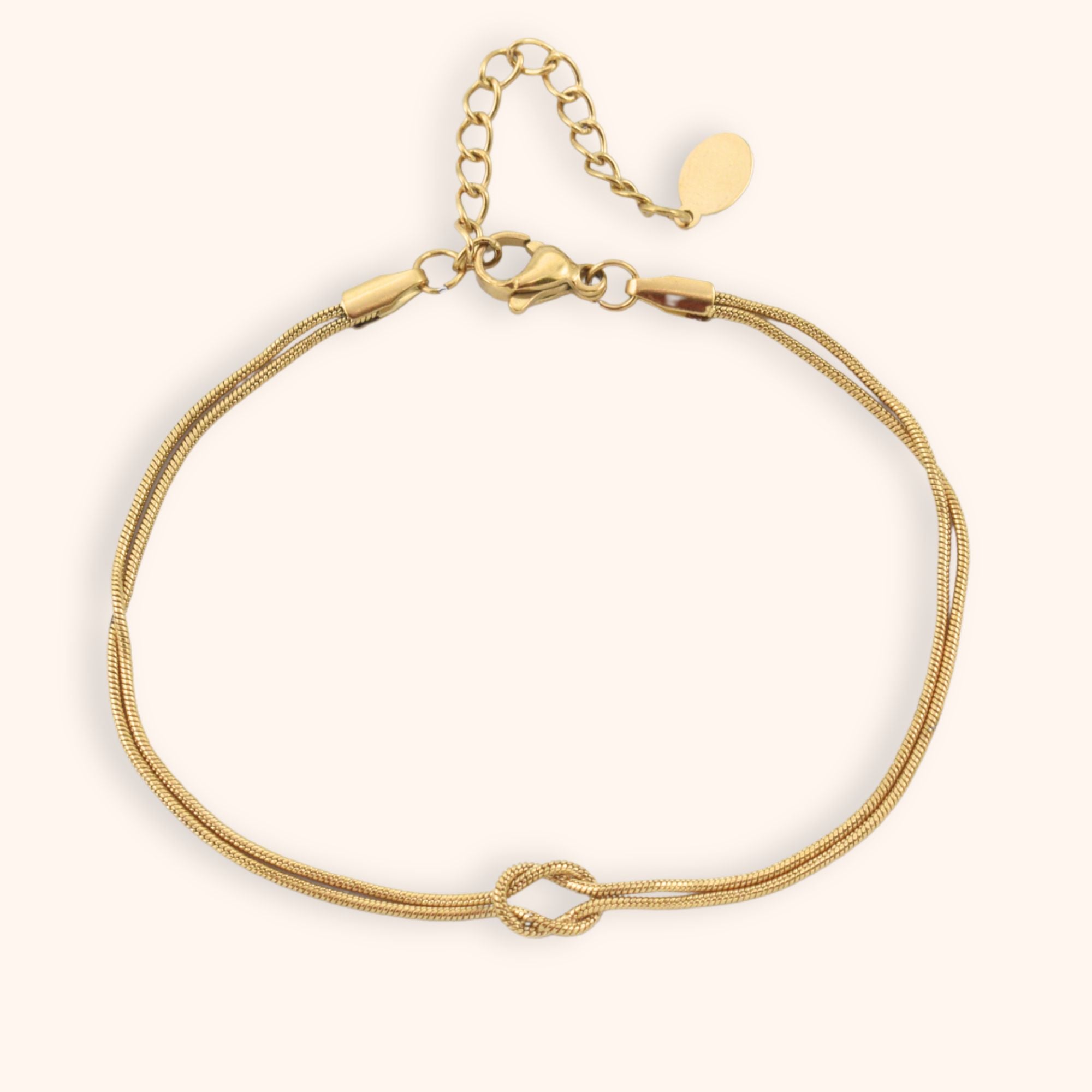 Verbonden knoop armbandje kleur goud stainless steel