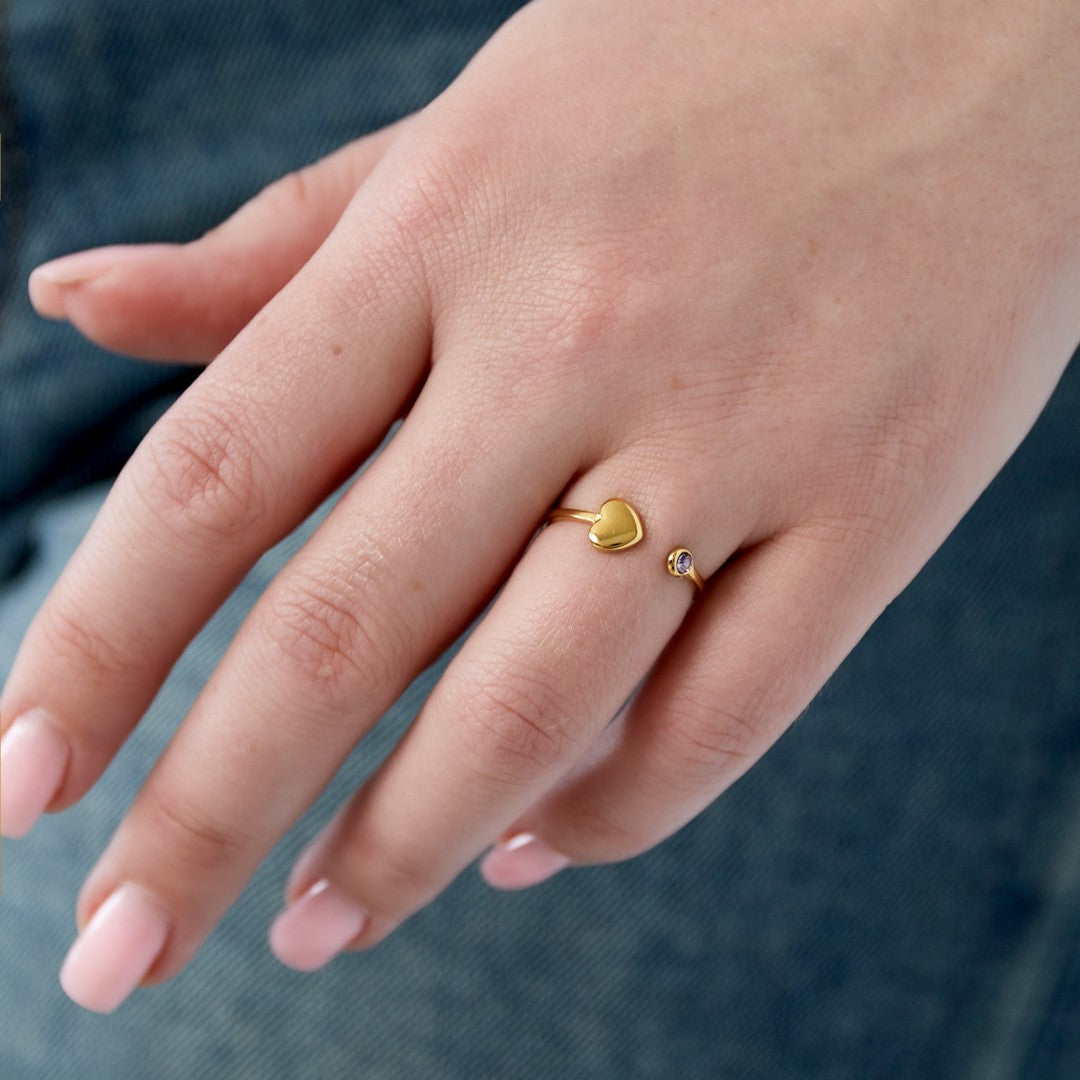 Verstelbare geboortesteen ring kleur goud