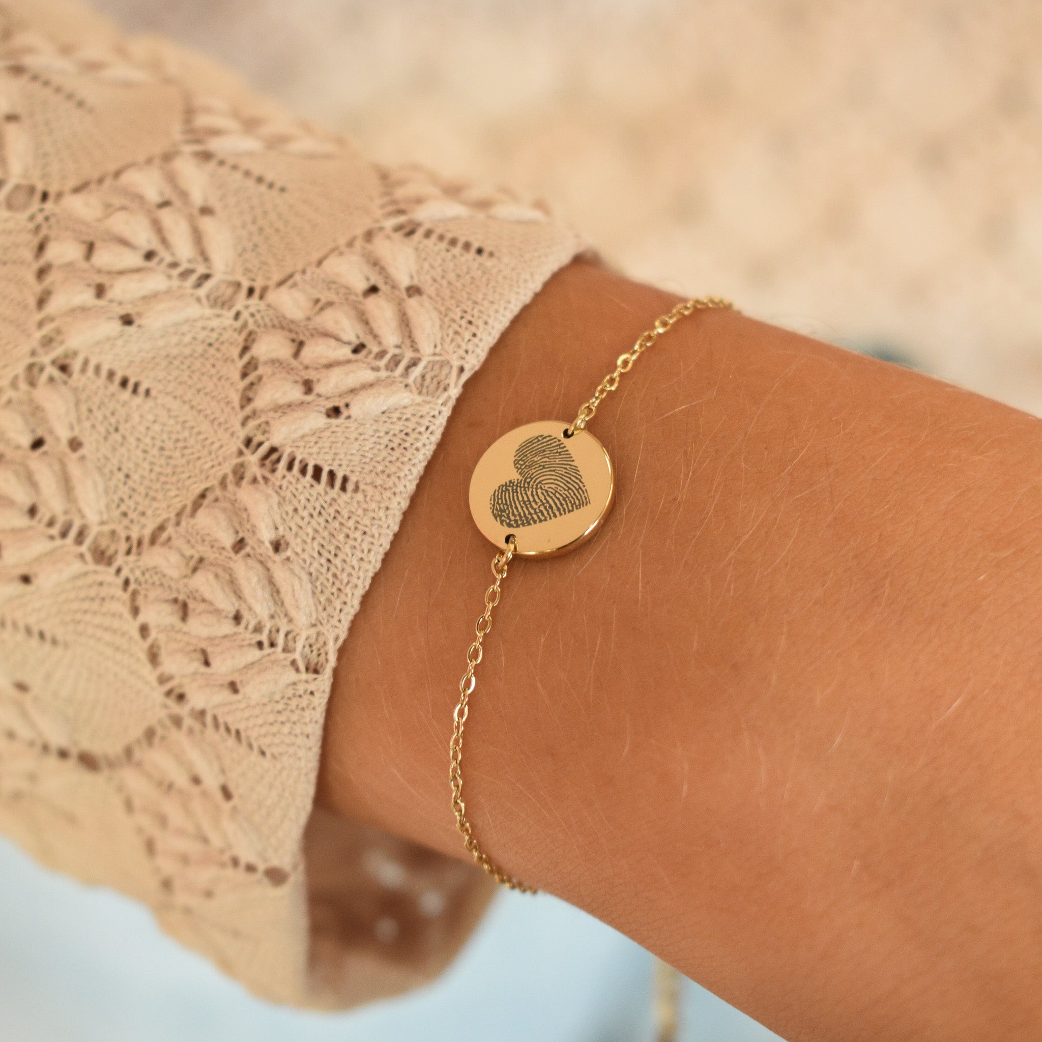 Vingerafdruk armband gepersonaliseerd hartje goud stainless steel