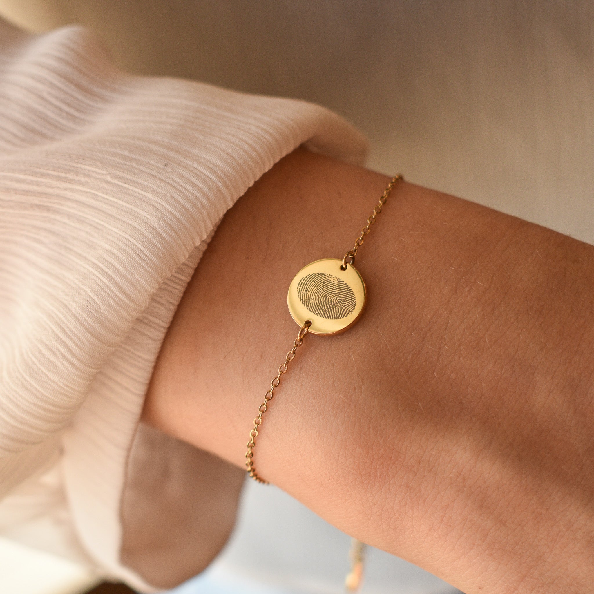 Vingerafdruk armband dames gegraveerd goud stainless steel