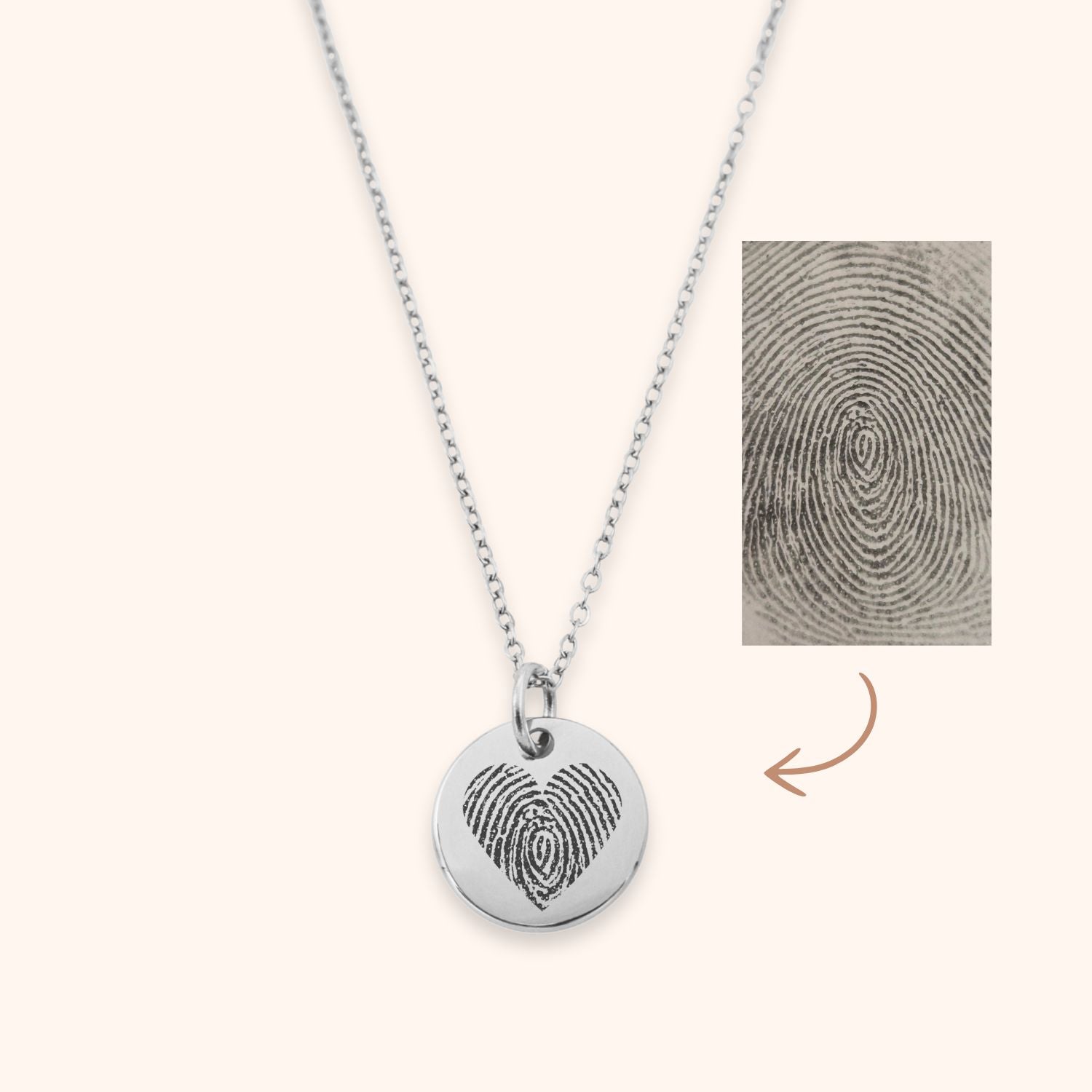 Ketting vingerafdruk hart kleine hanger