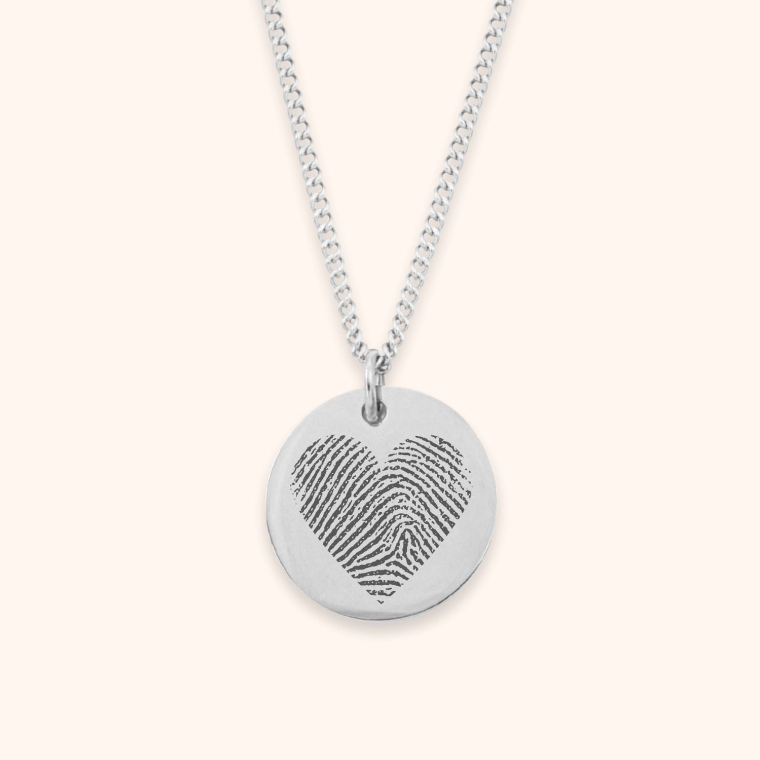 Halsketting met vingerafduk dames zilver stainless steel