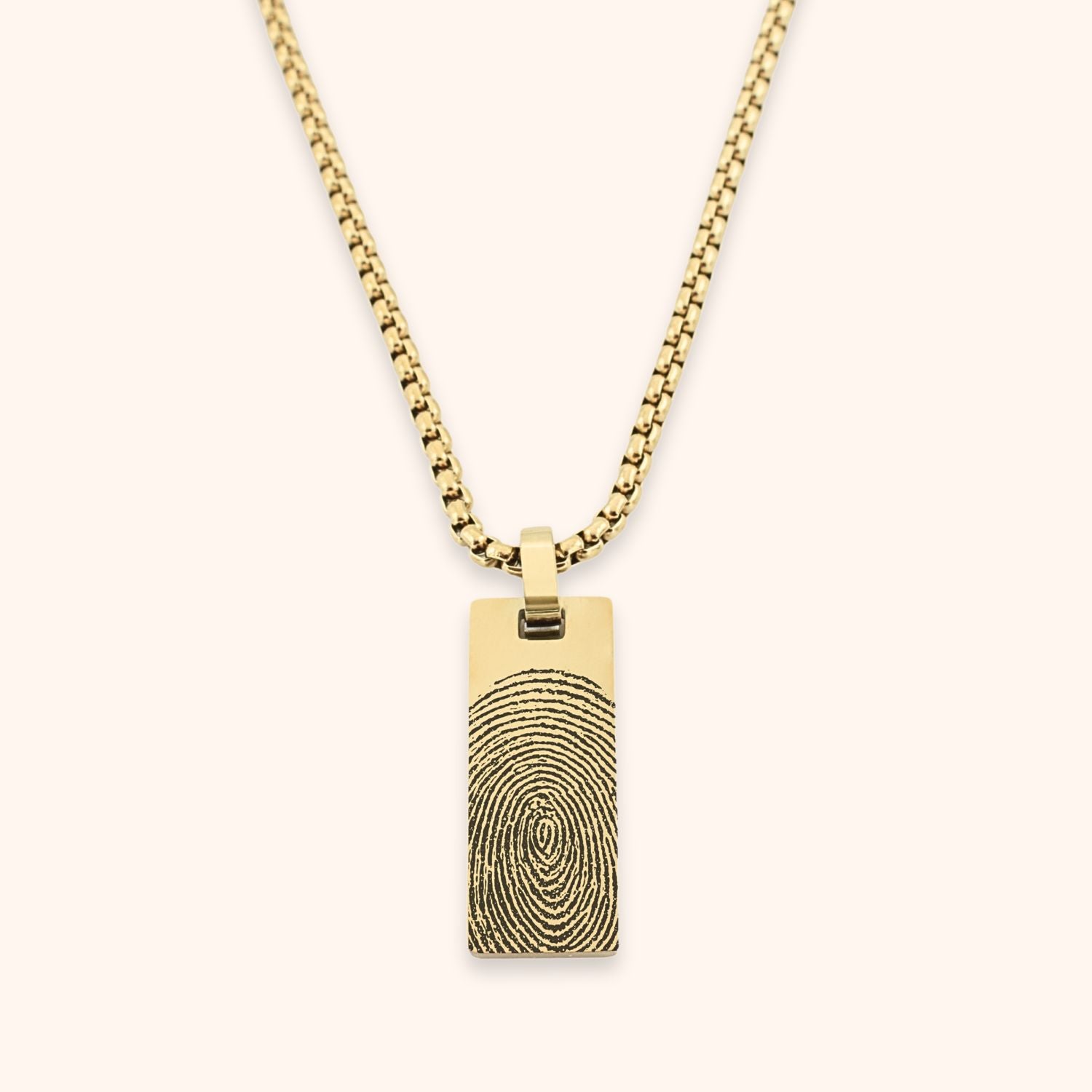 Vingerafdruk ketting heren rechthoek
