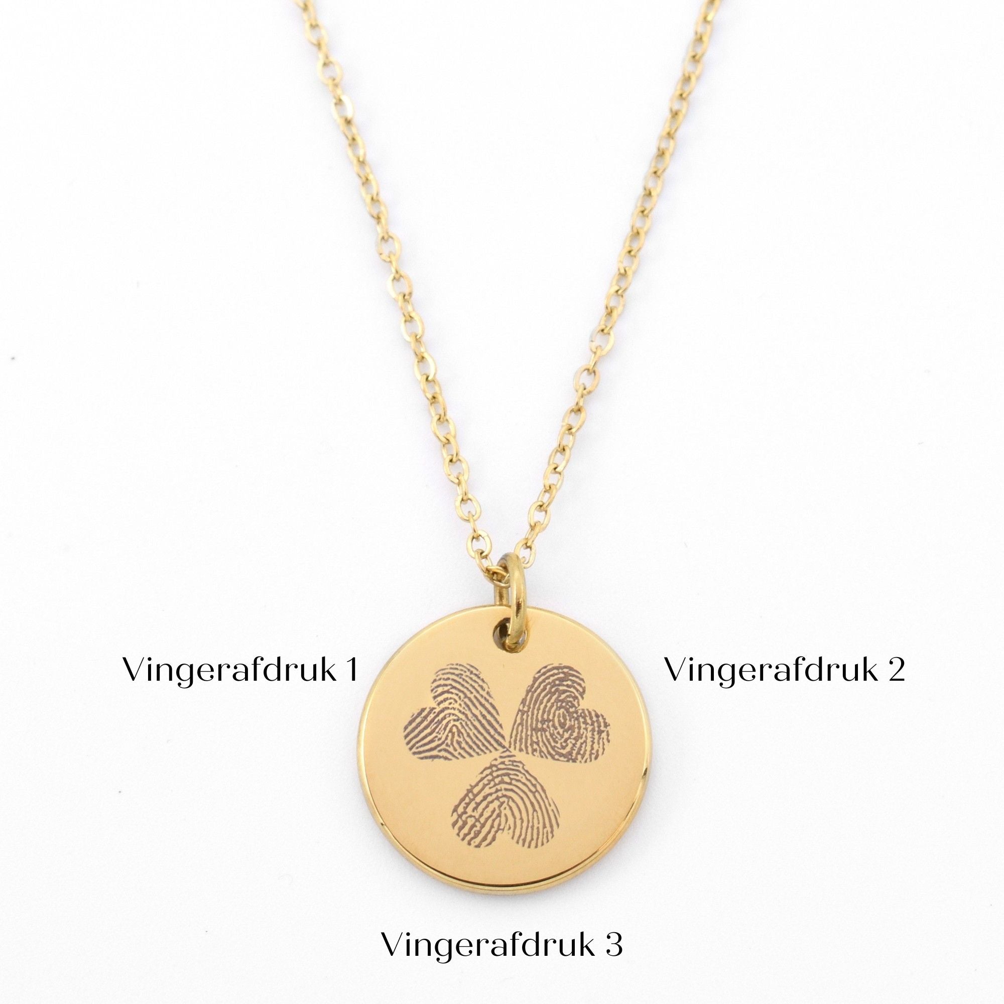 Ketting met 3 vingerafdrukken goud stainless steel