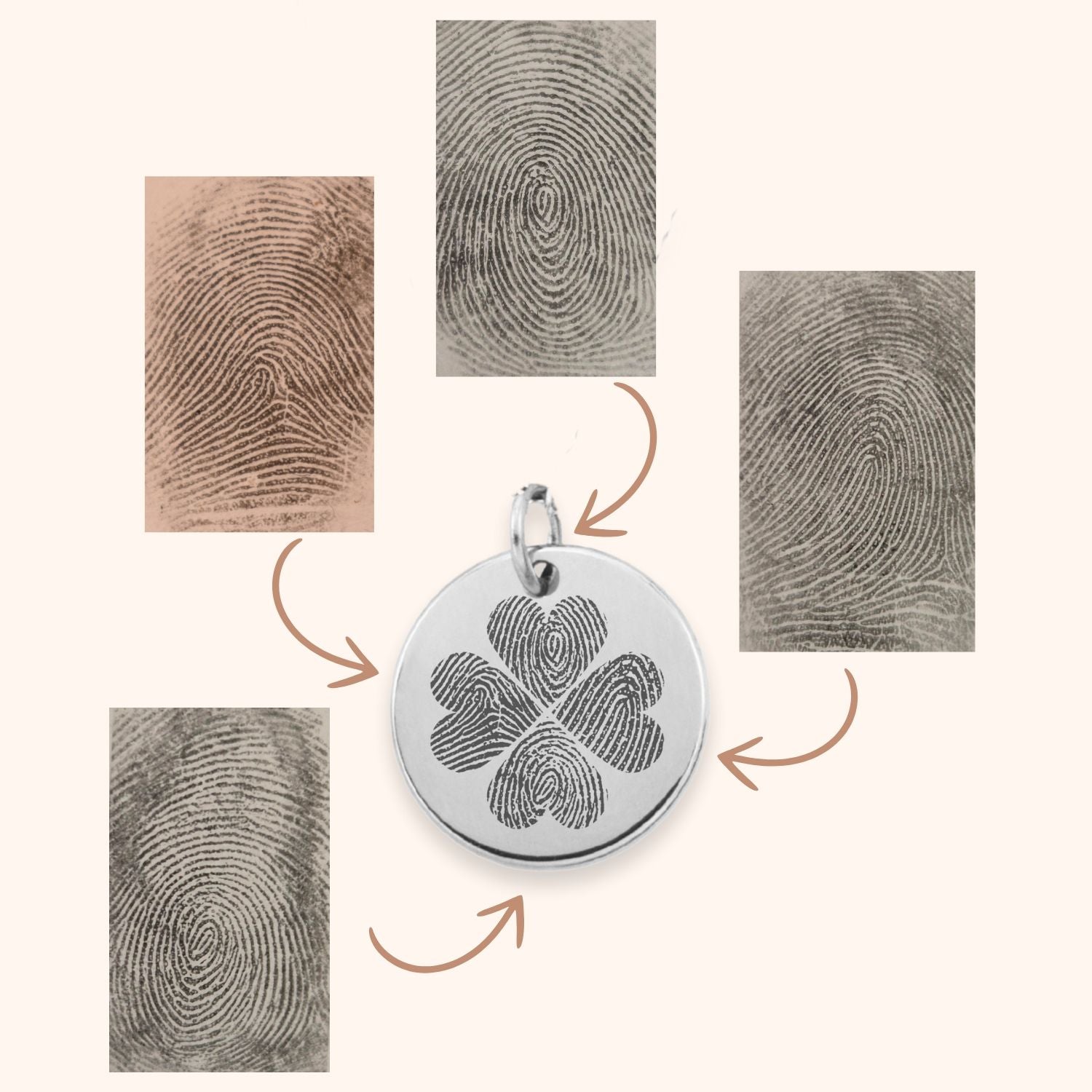 Ketting met 4 vingerafdrukken goud stainless steel