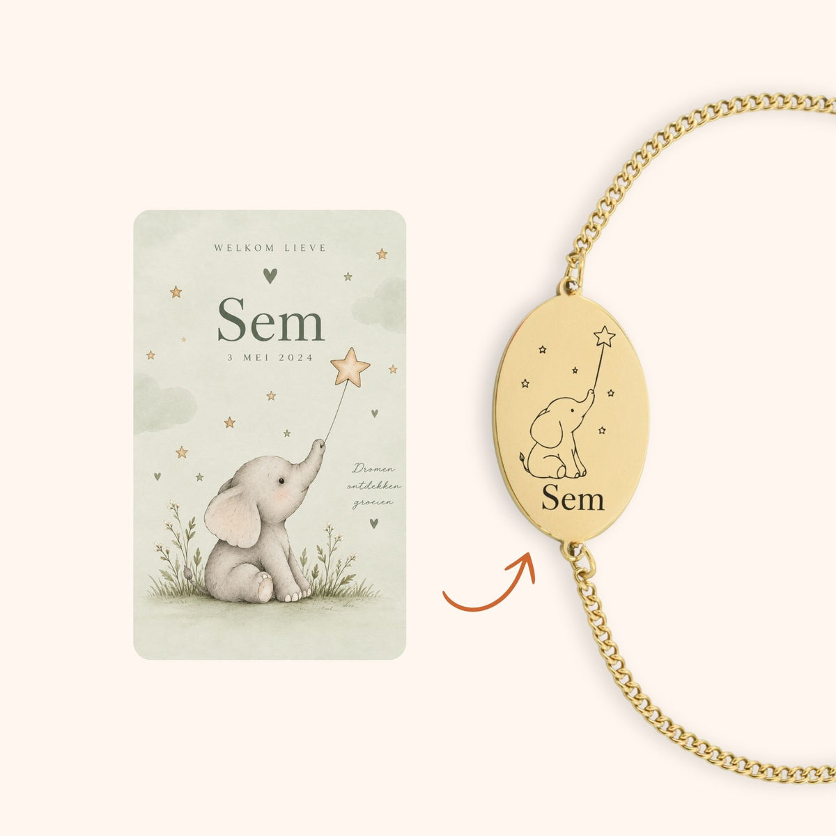 Armband geboortekaartje