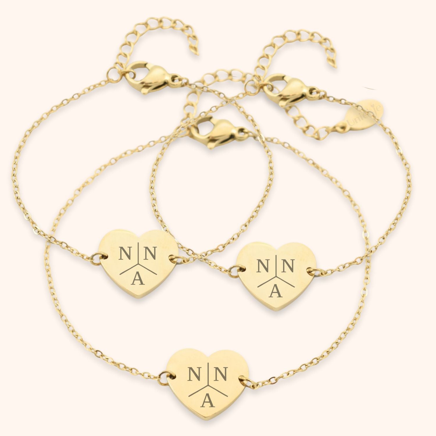 Hart armbanden set initialen