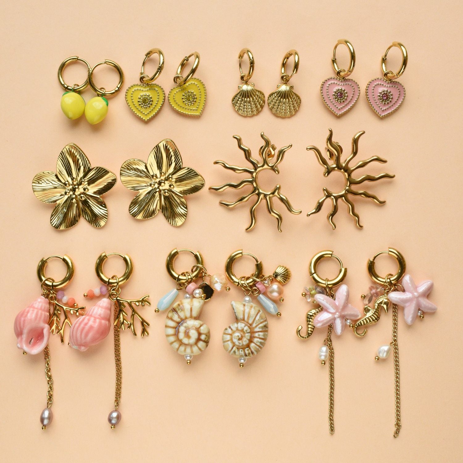 Zomerse oorbellen kleur goud