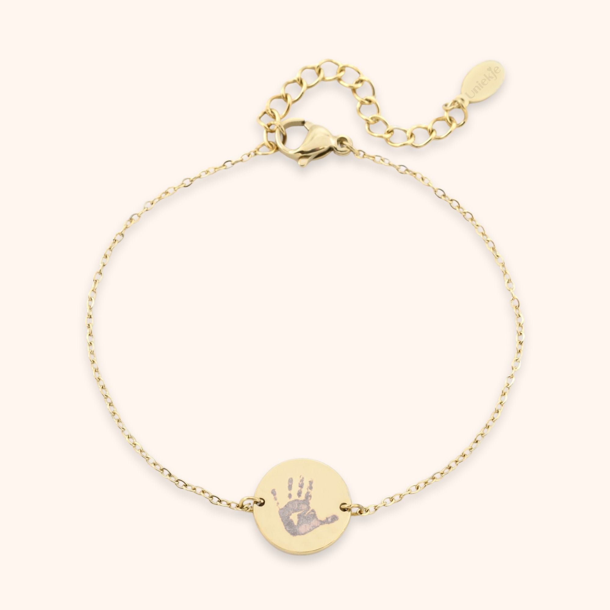 armband handafdruk baby kleur goud stainless steel