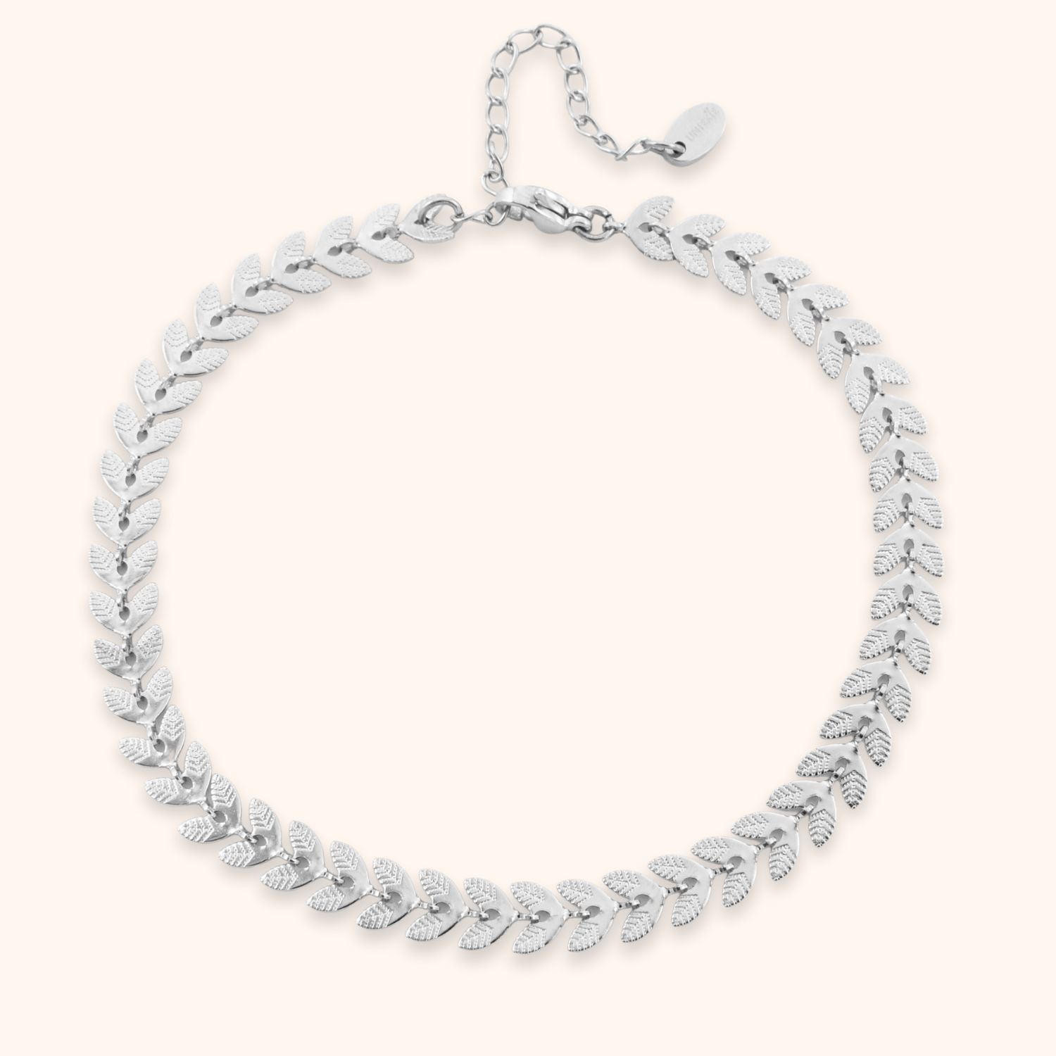 enkelbandje stainless steel blaadjes zilver