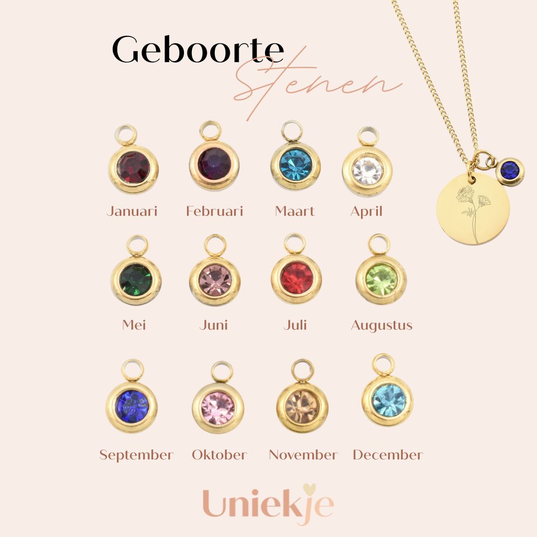 Geboortesteen ketting naam