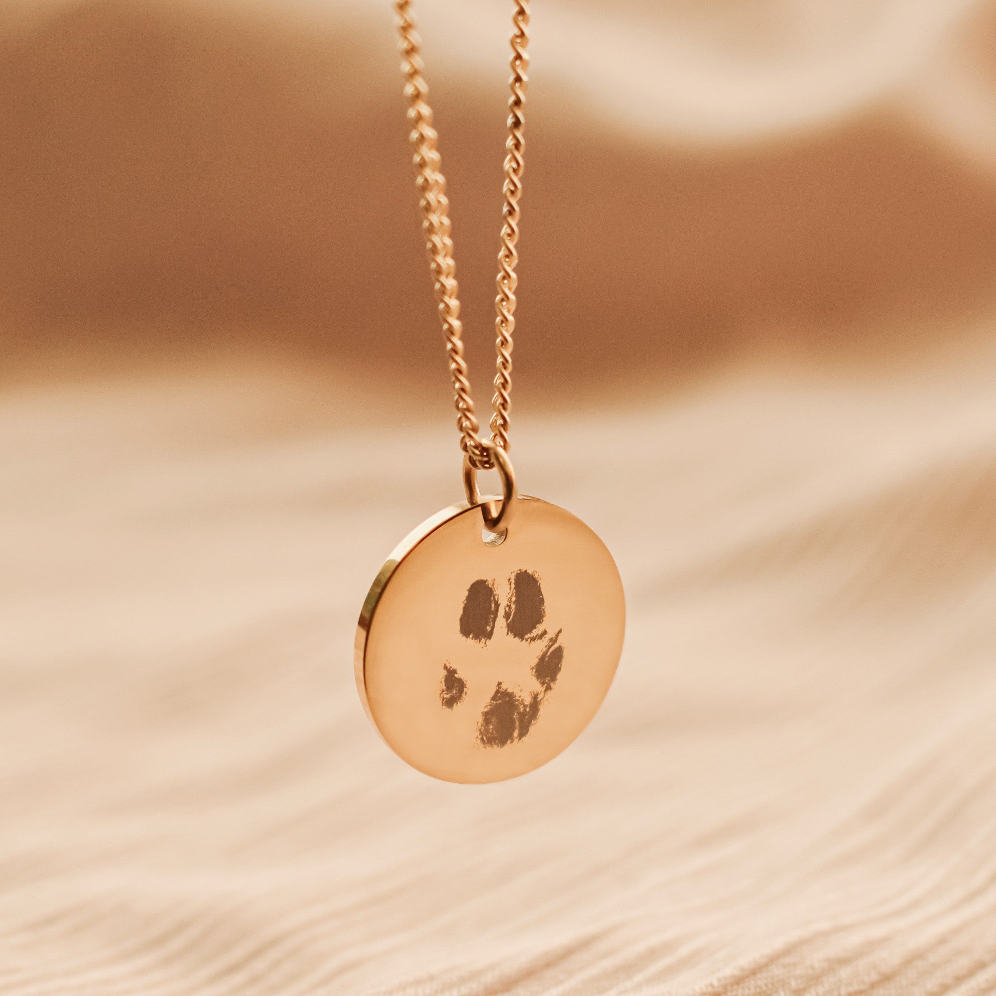 Ketting pootafdruk kat gegraveerd goud