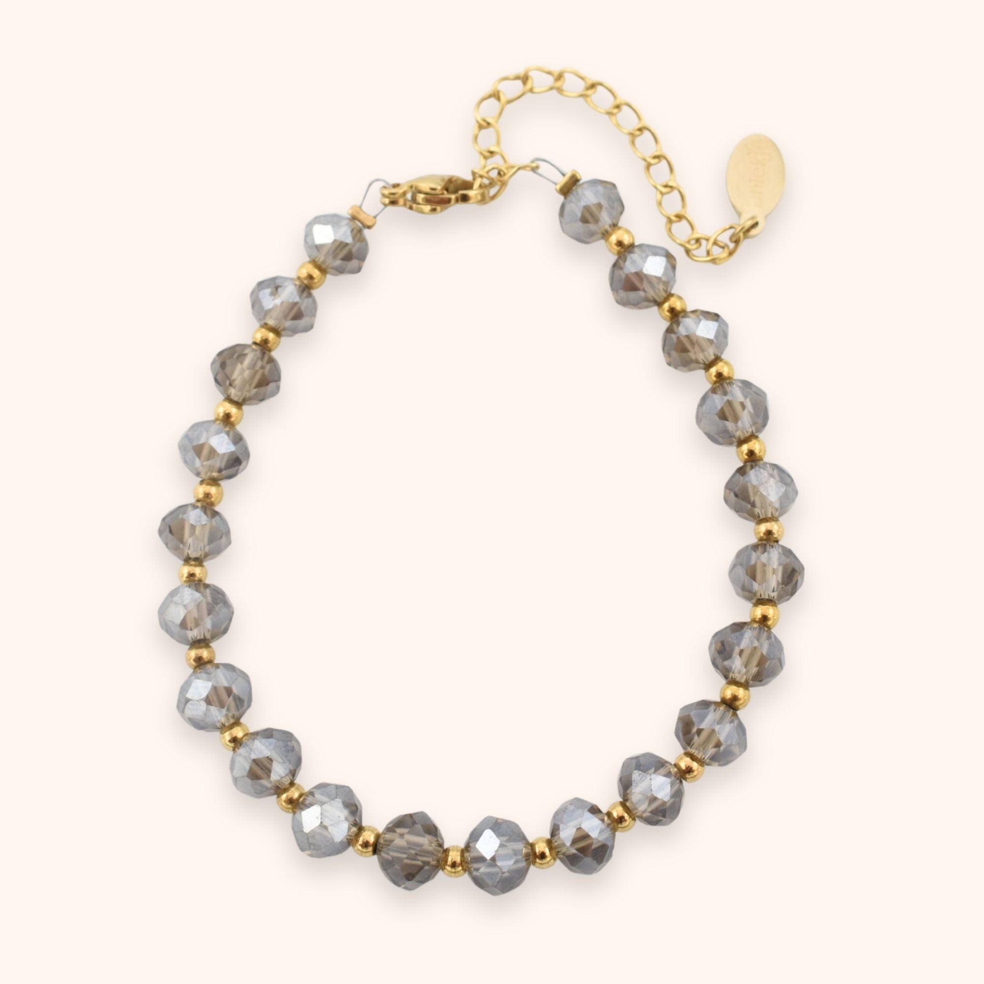 Kralen armband rondelle bruingrijs