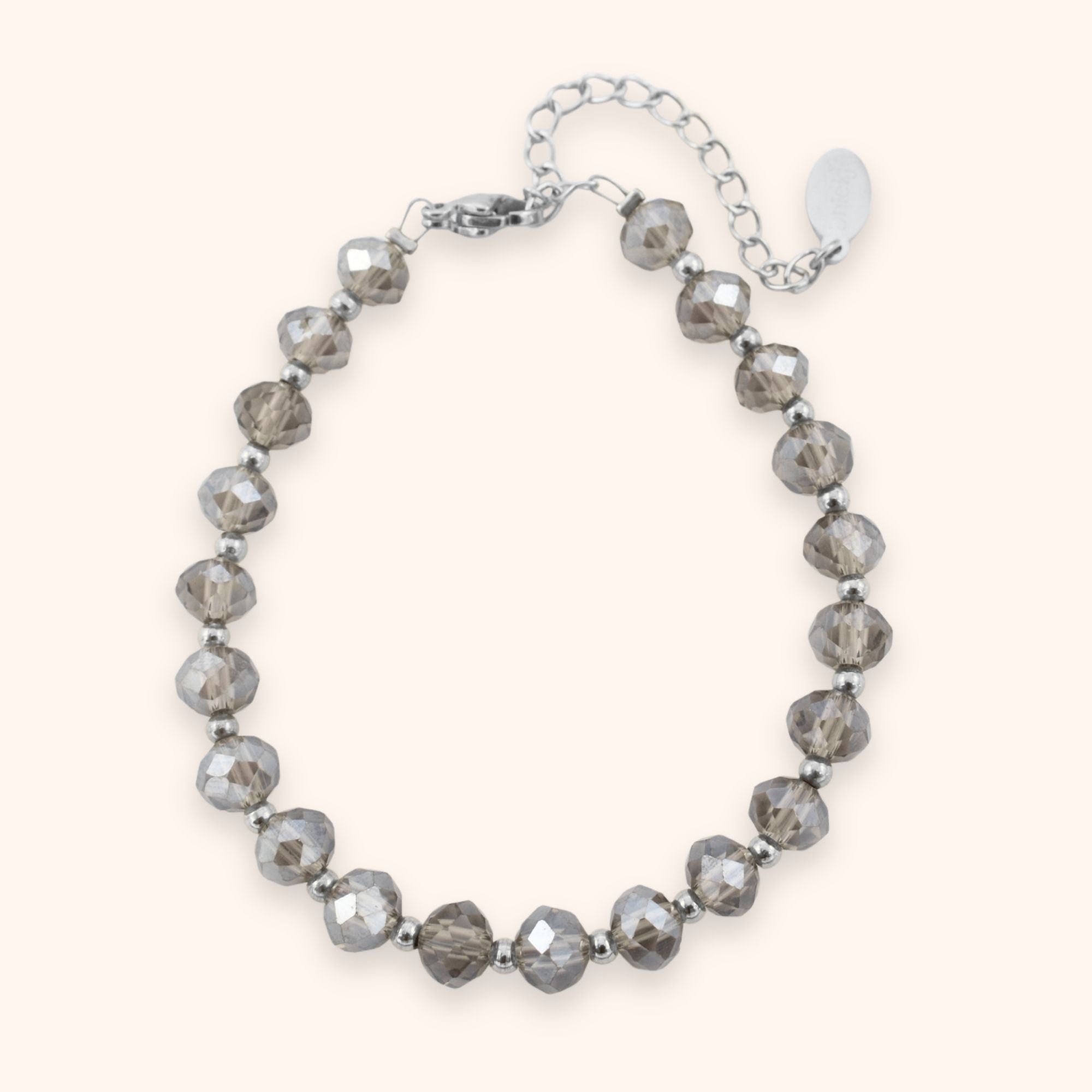 Kralen armband rondelle bruingrijs