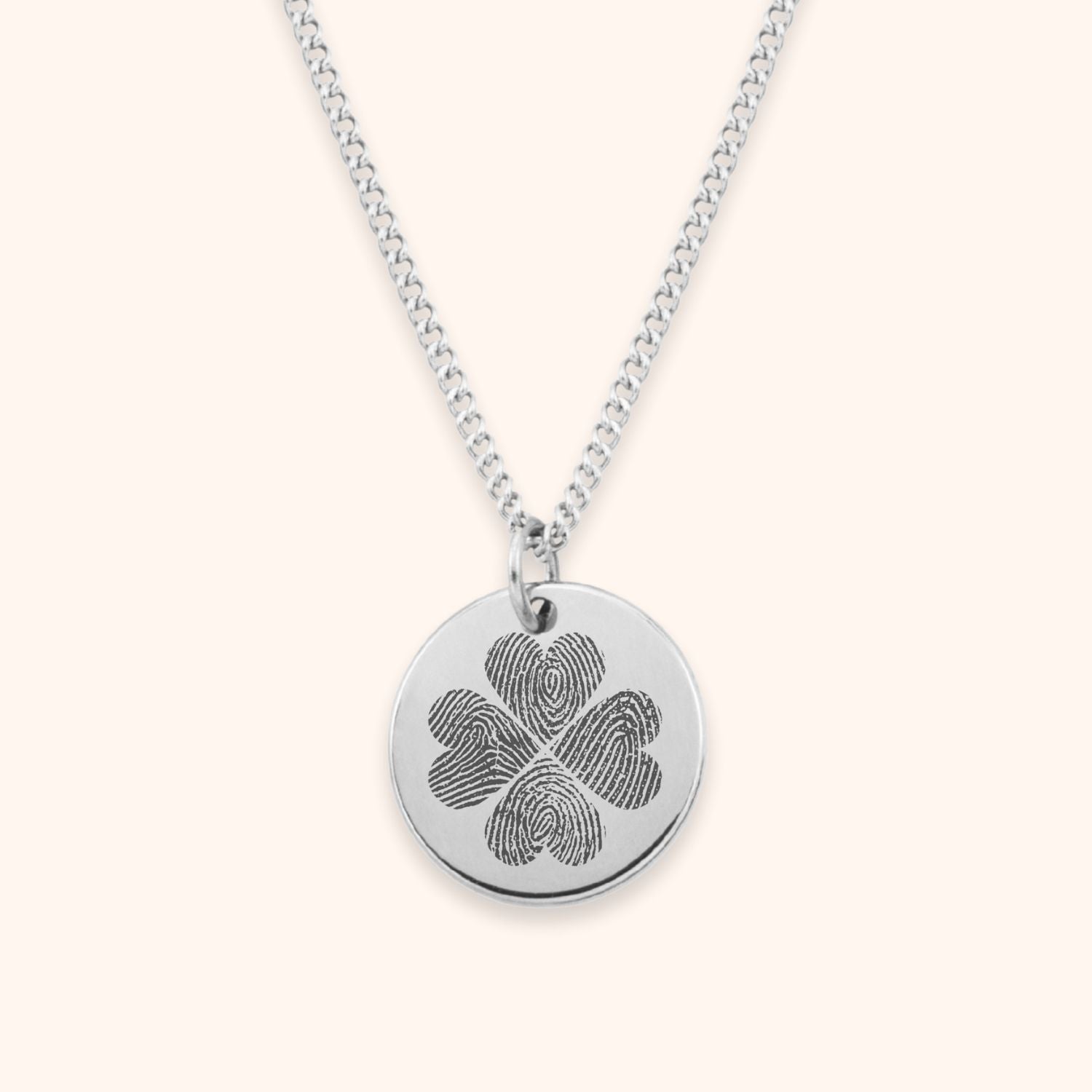 Ketting met 4 vingerafdrukken zilver stainless steel