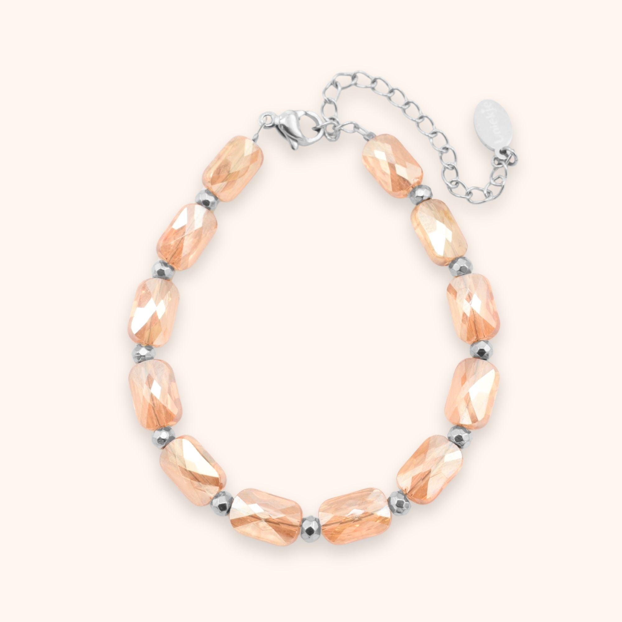 Kralen armband oranje rechthoek