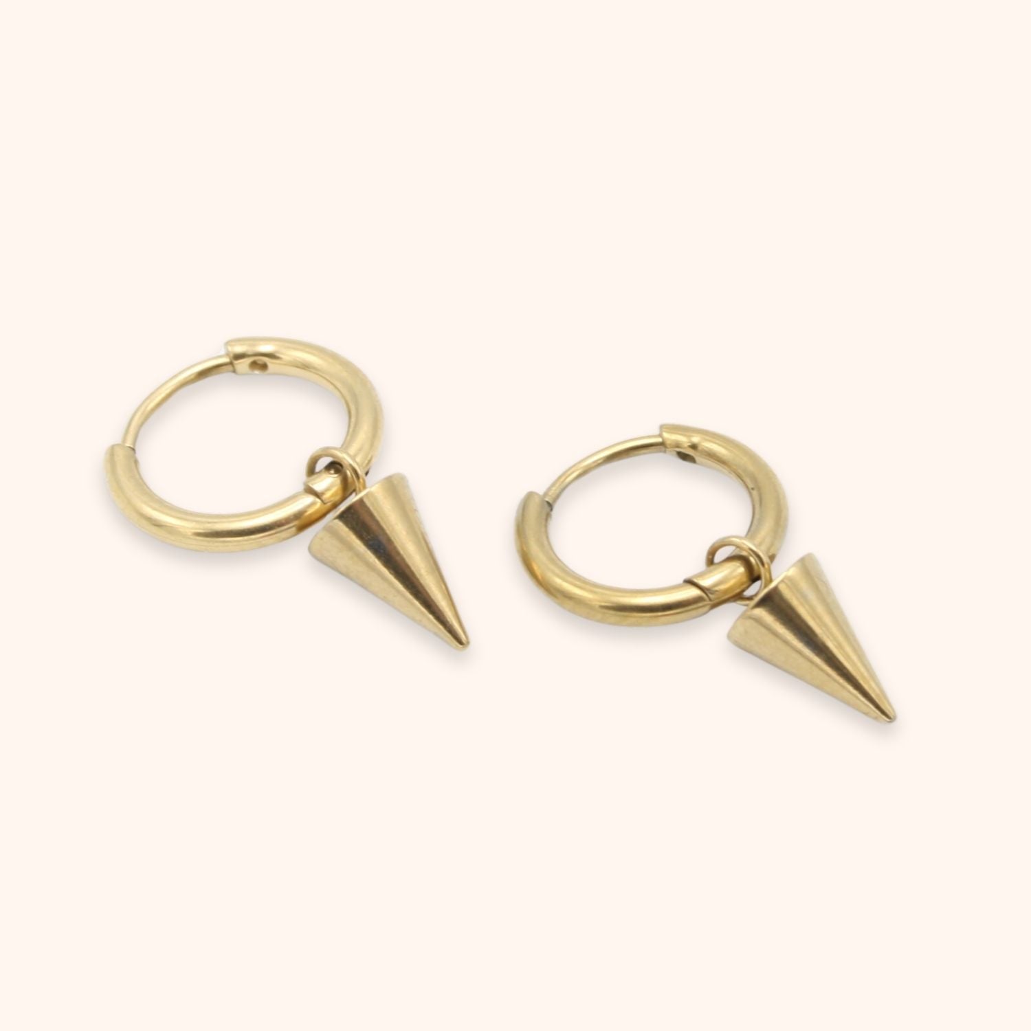 Spike hoops goud stainless steel