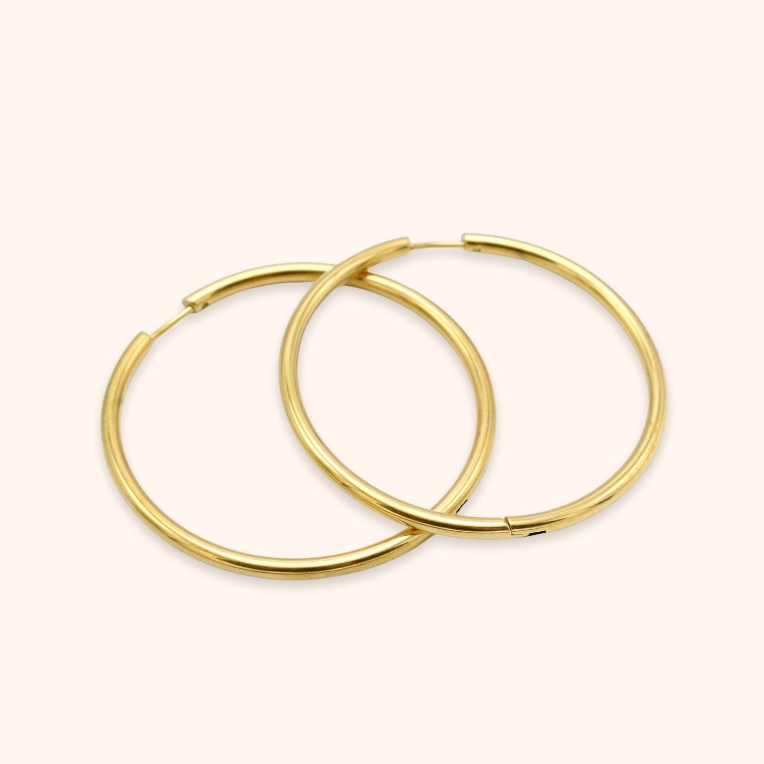 Grote oorringen 4.5 cm goud stainless steel
