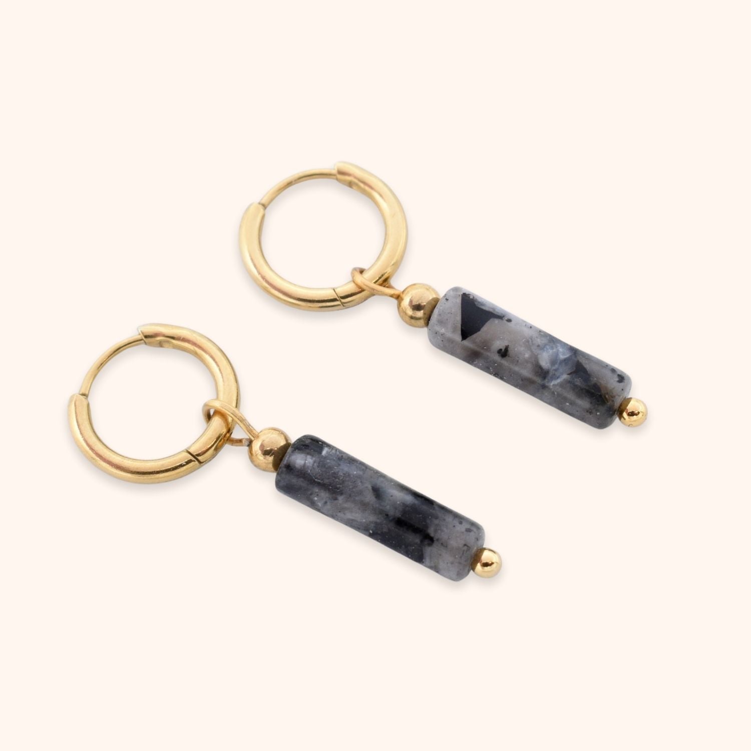 Labradoriet oorbellen hanger goud rvs