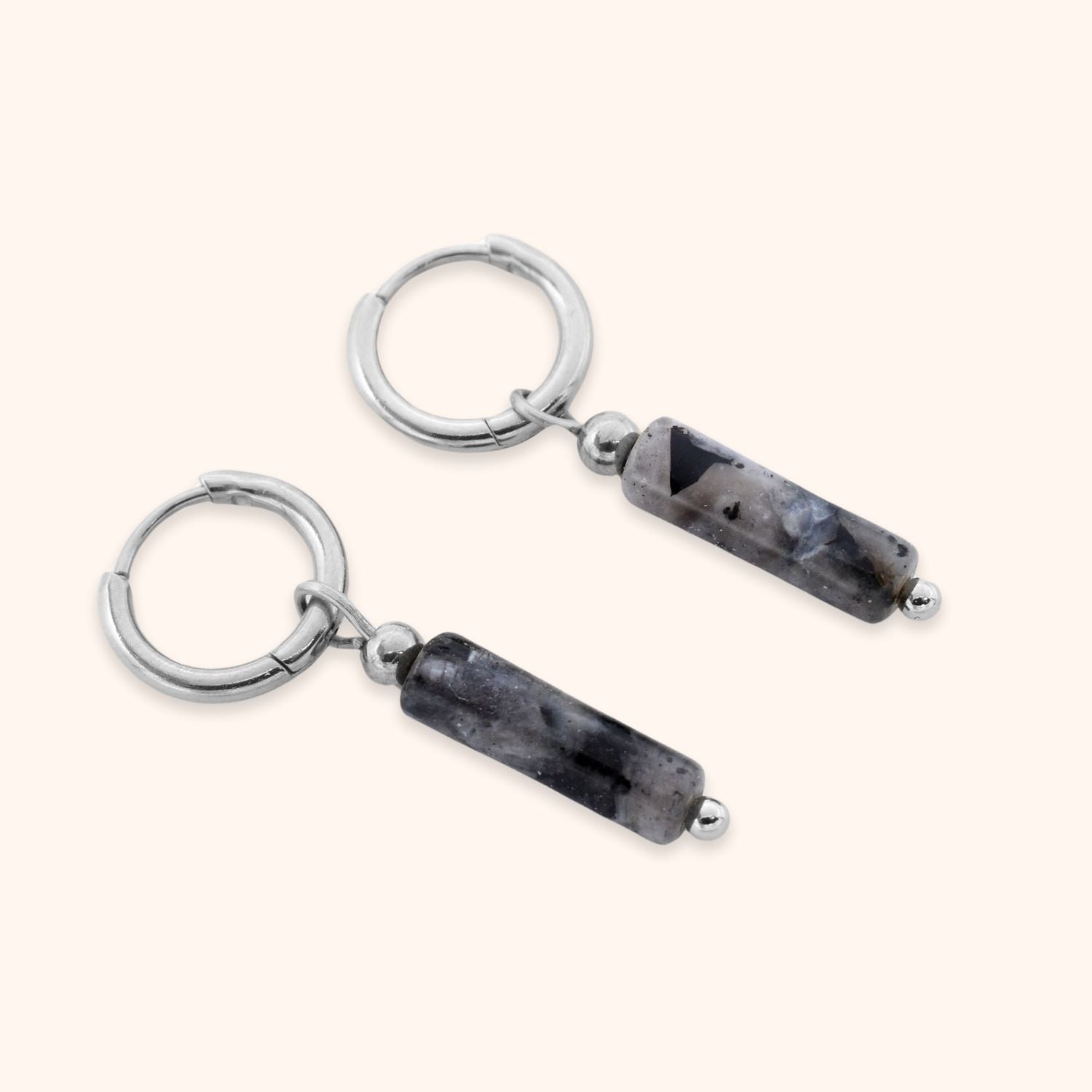 Labradoriet oorbellen hanger zilver rvs