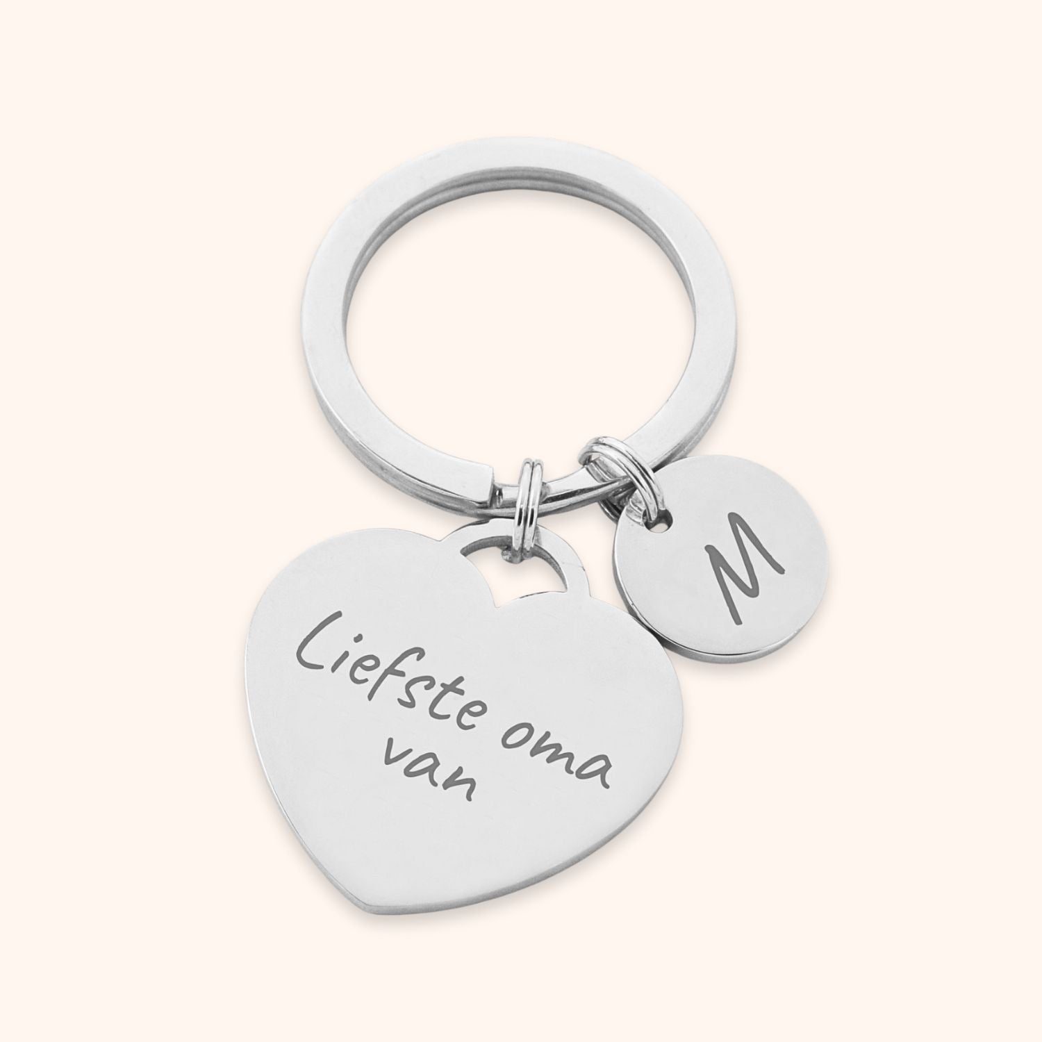 Sleutelhanger hart Ik hou van jou stainless steel