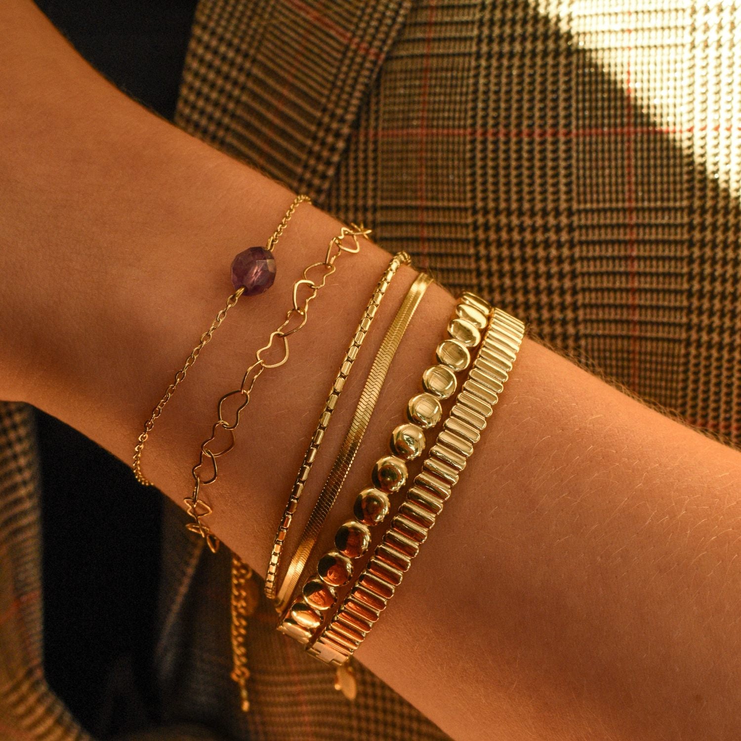 armbandje dames plat snake stainless steel