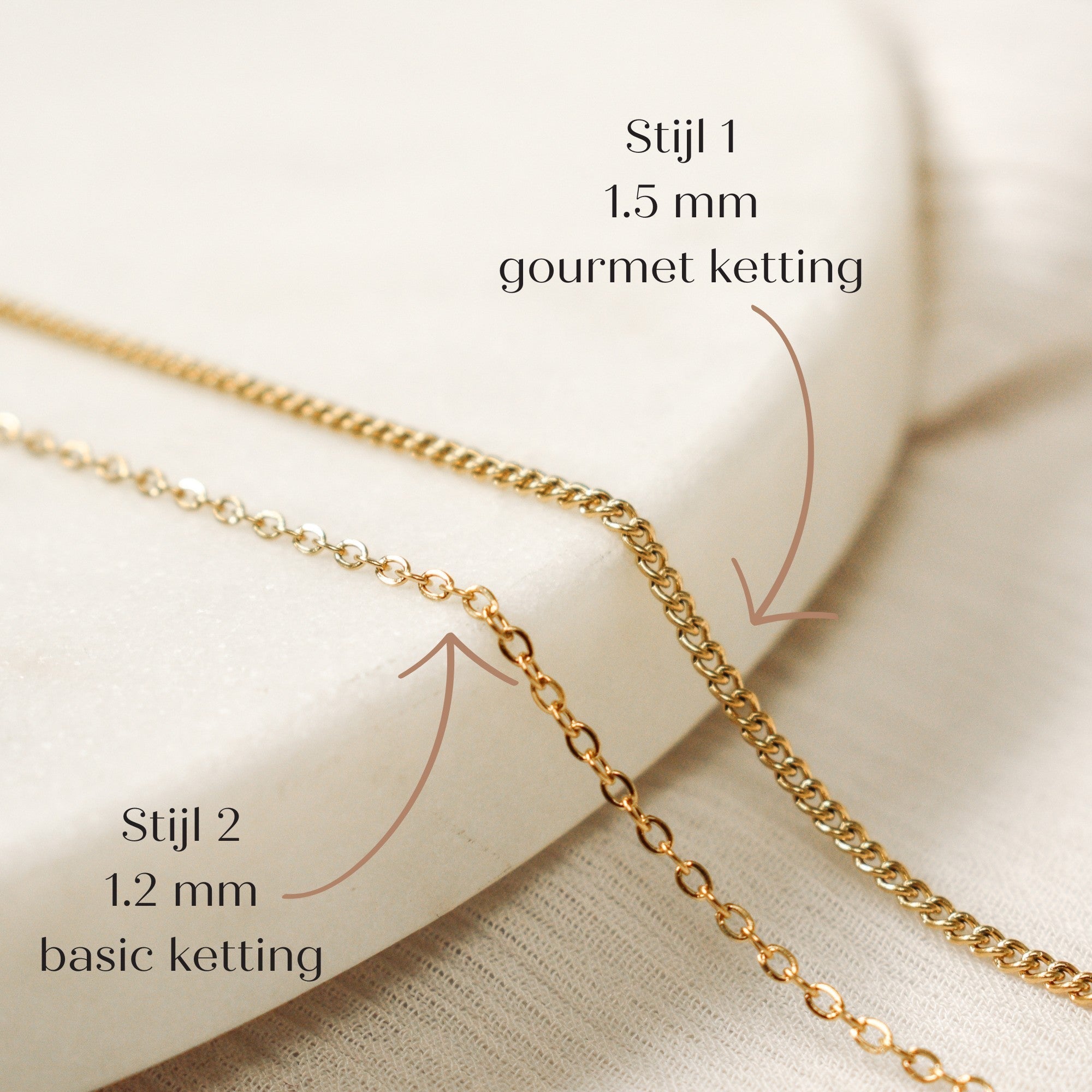 Stijl ketting basic en gourmet goud stainless steel