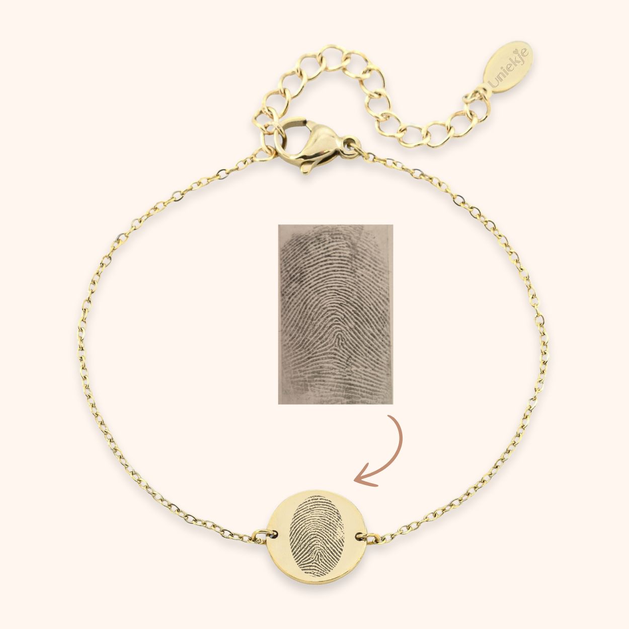 Vingerafdruk armband munt