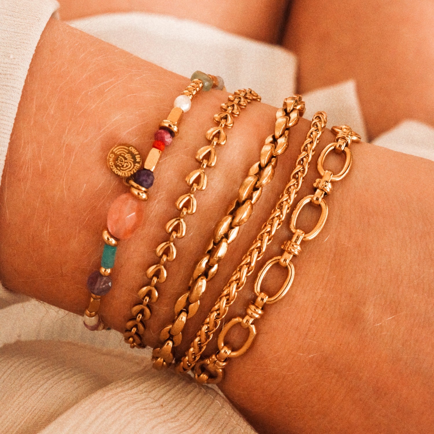 Schakelarmband gevlochten tarwe