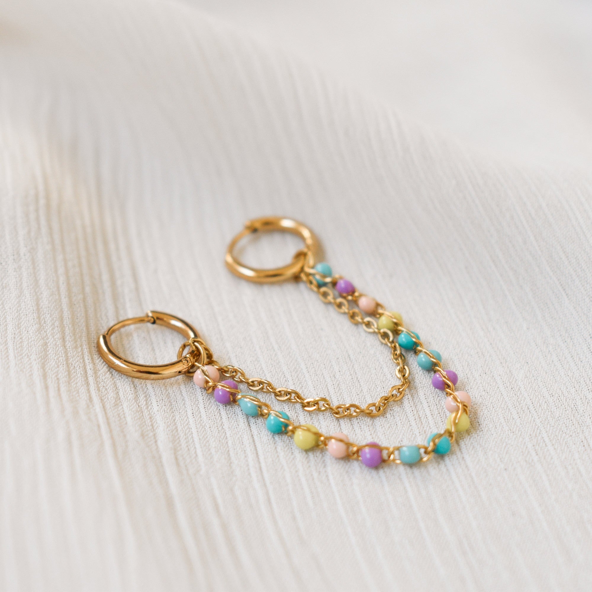 Dubbele hoops regenboog ketting goud rvs