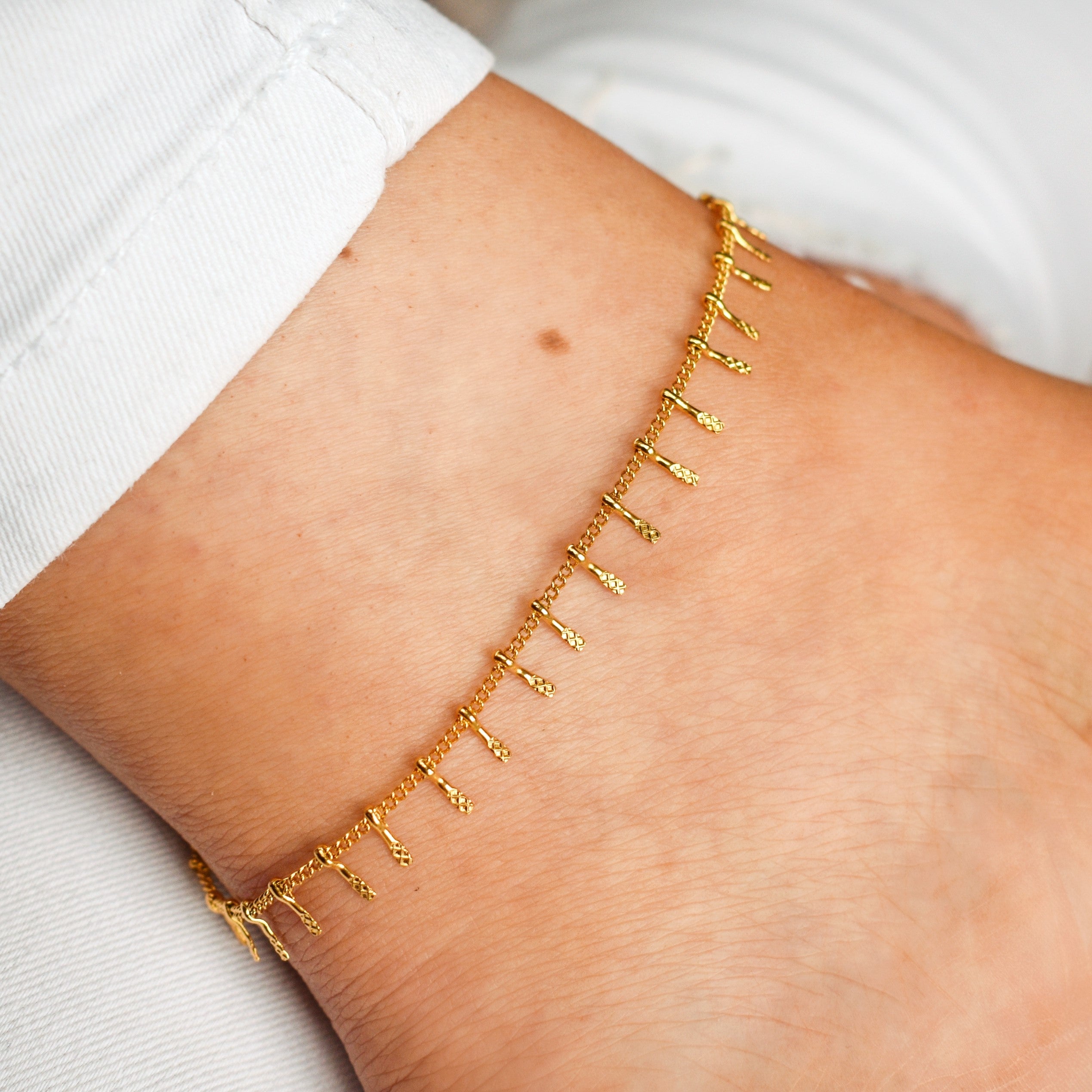 enkelbandje staafjes goud stainless steel