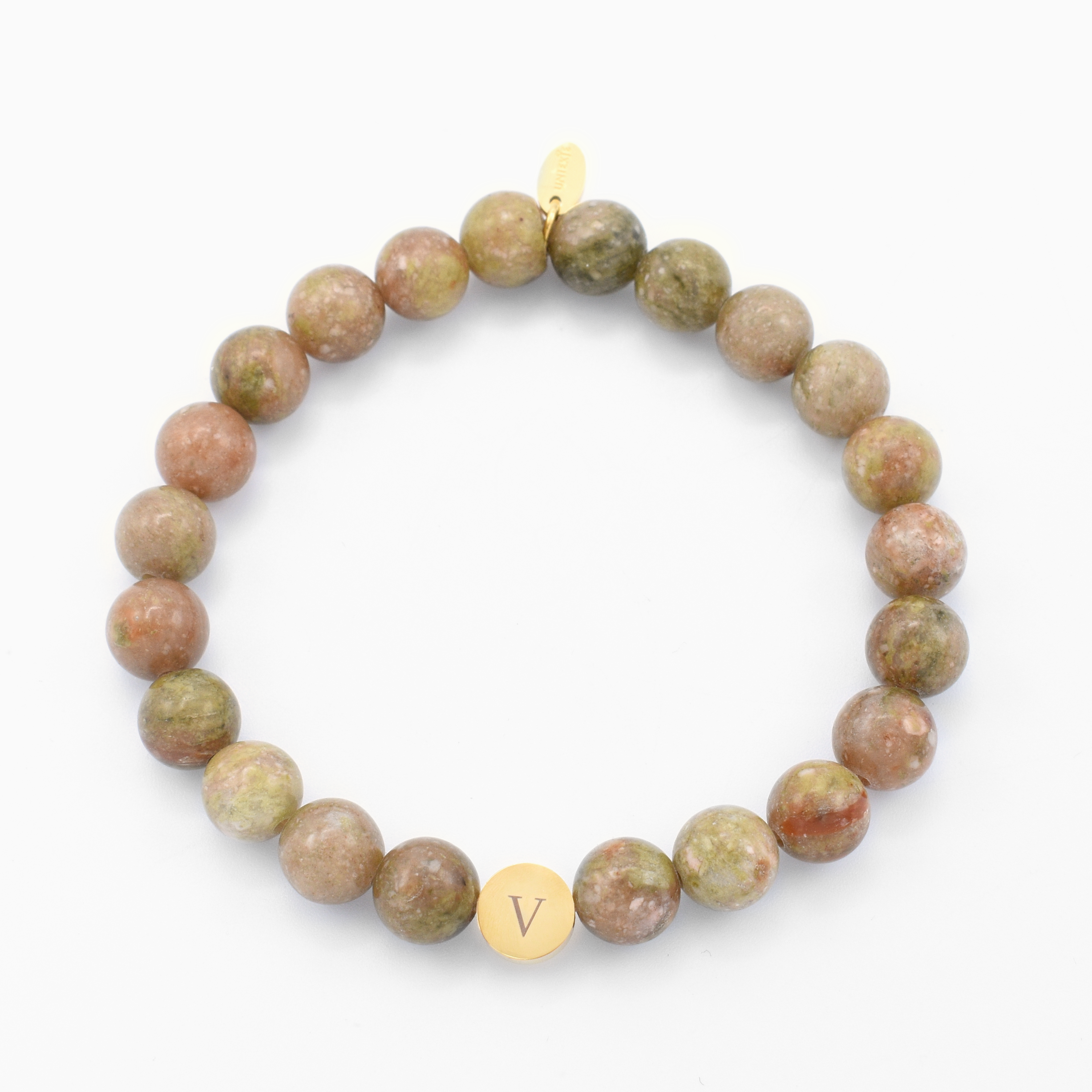 Initials Beading Bracelet Men Unakite