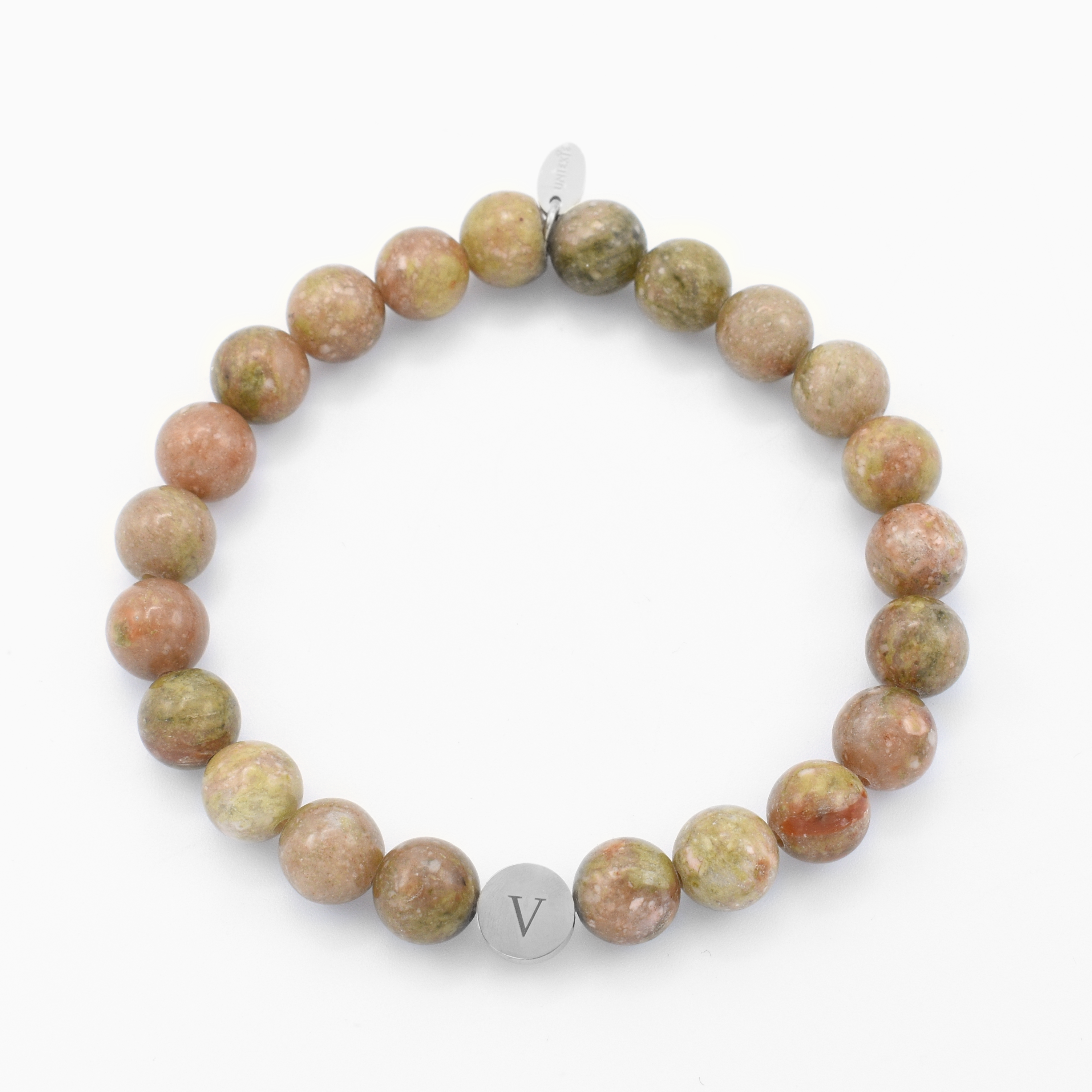 Initials Beading Bracelet Men Unakite