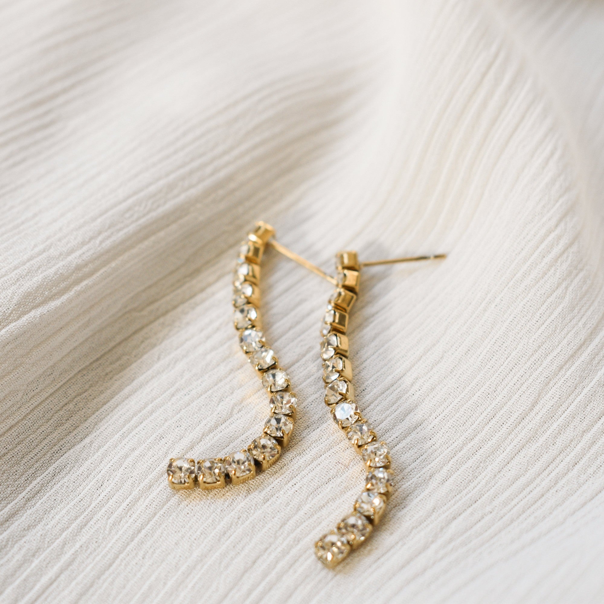 oorknopjes lange hanger strass rvs