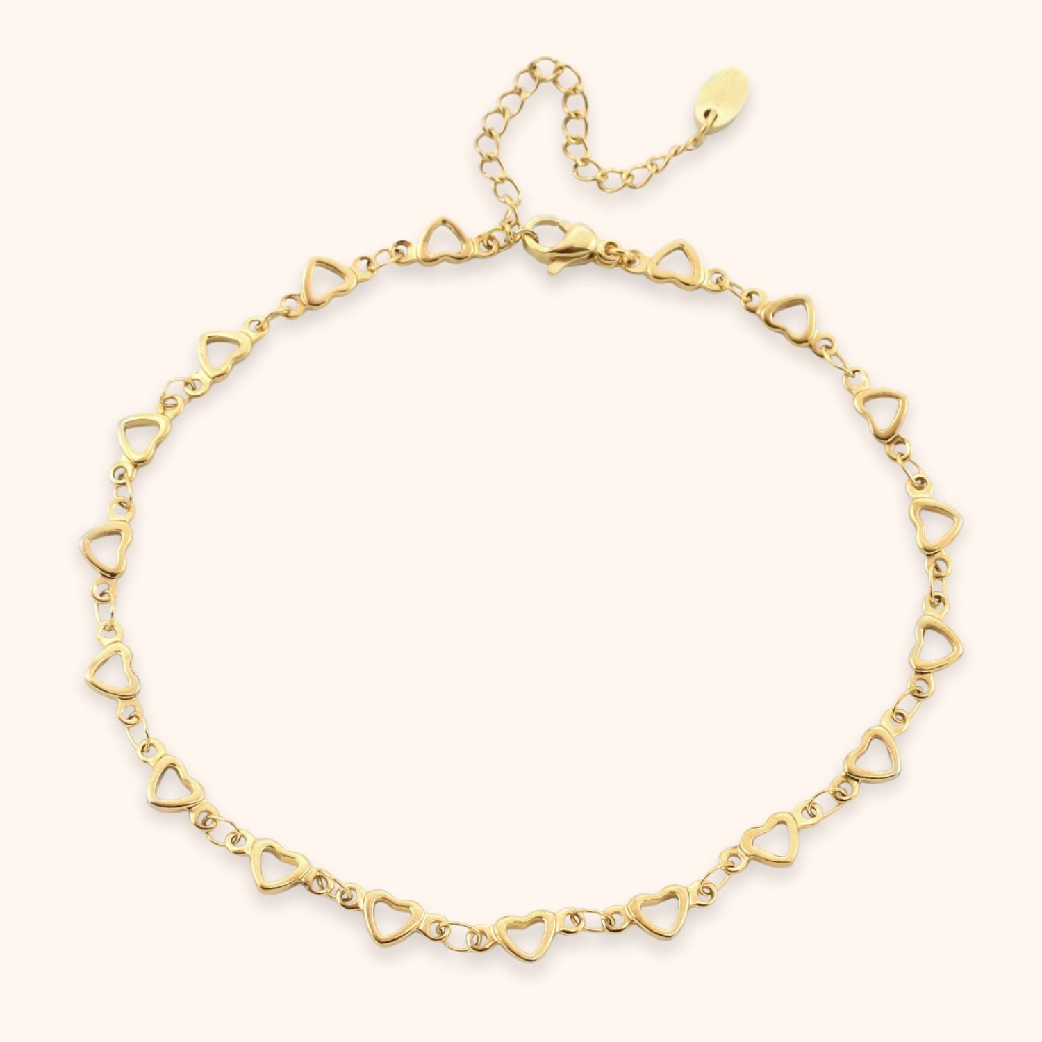 Enkelbandje hartjes goud stainless steel