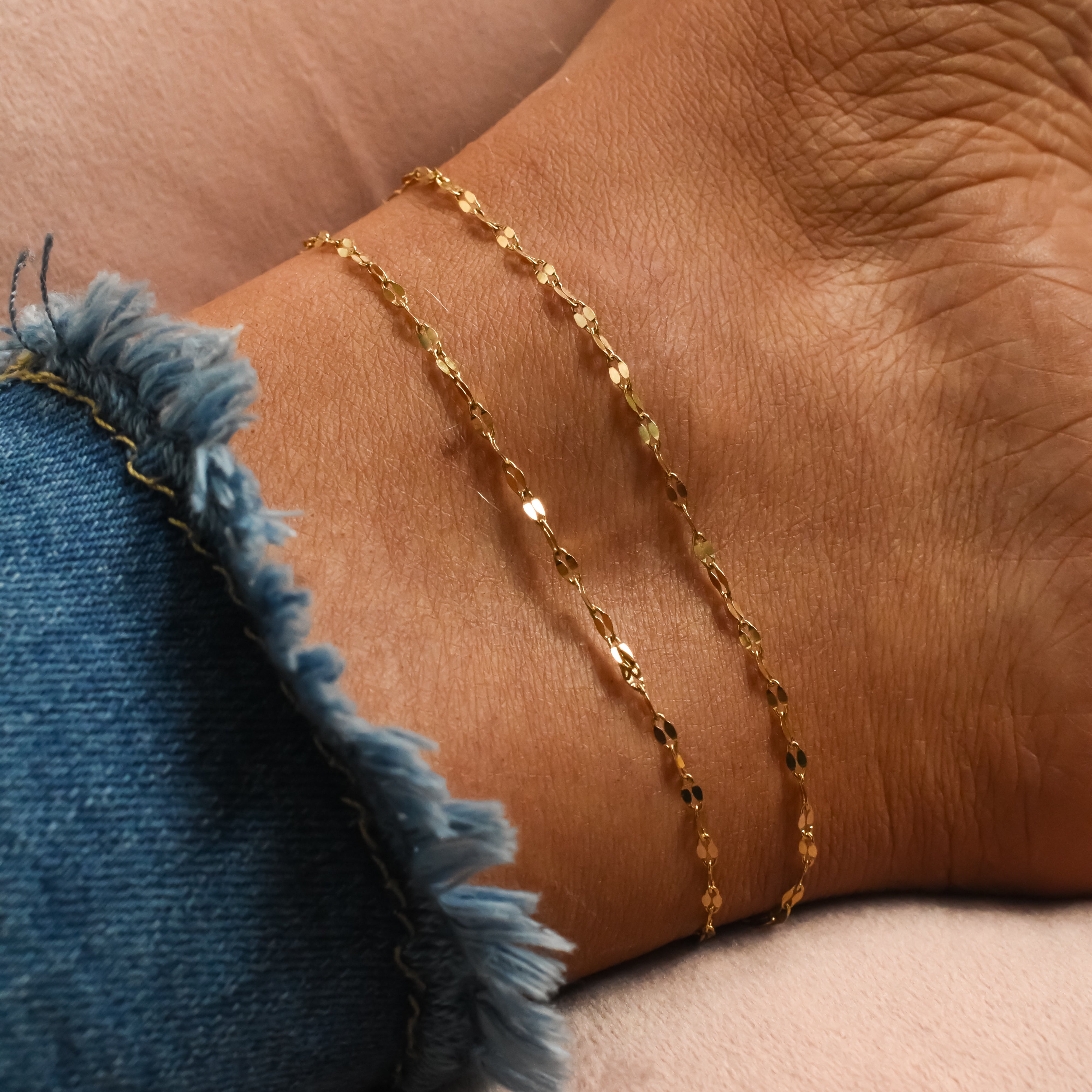 enkelbandje dubbele glinster chain goud ketting rvs