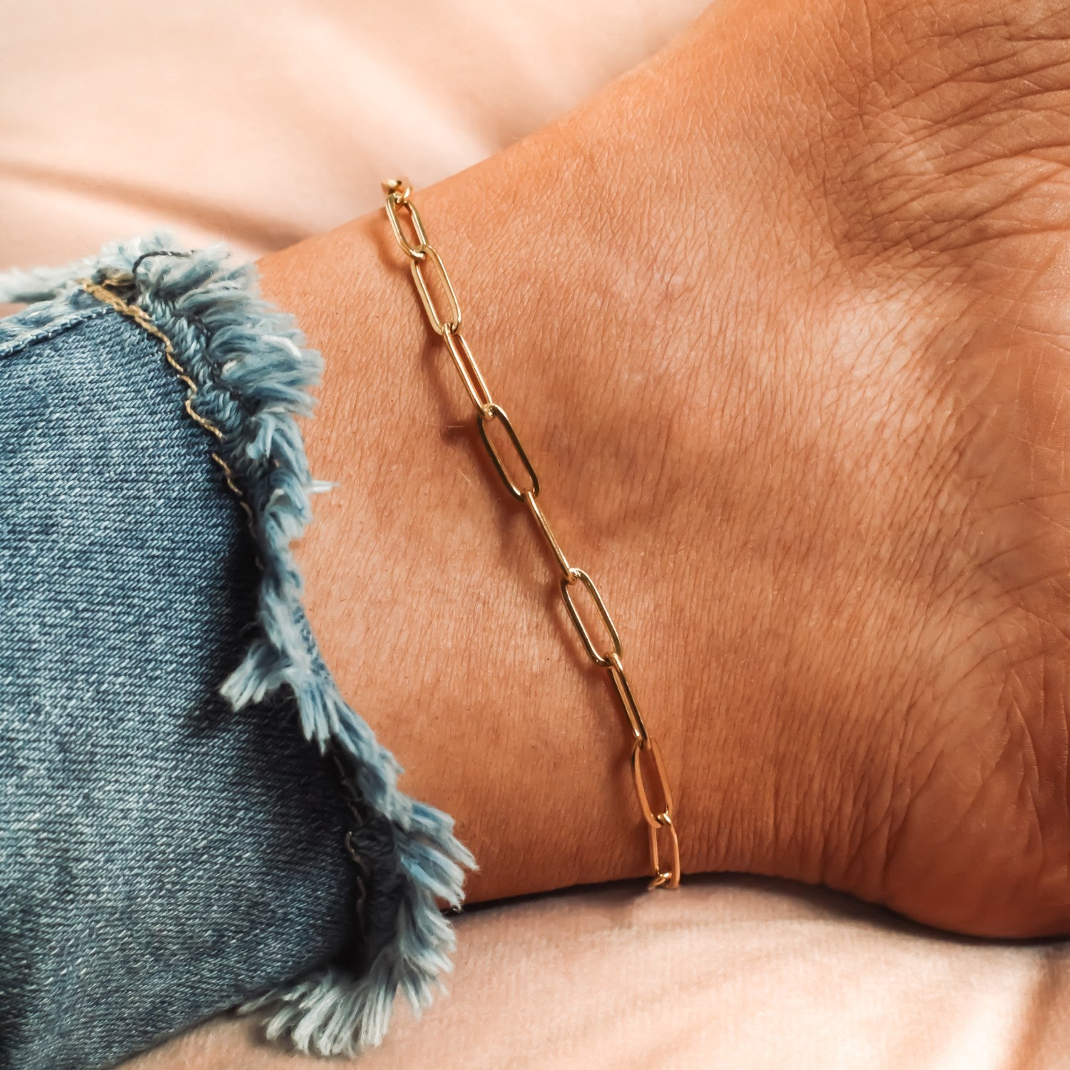 enkelbandje paperclip goud schakels stainless steel