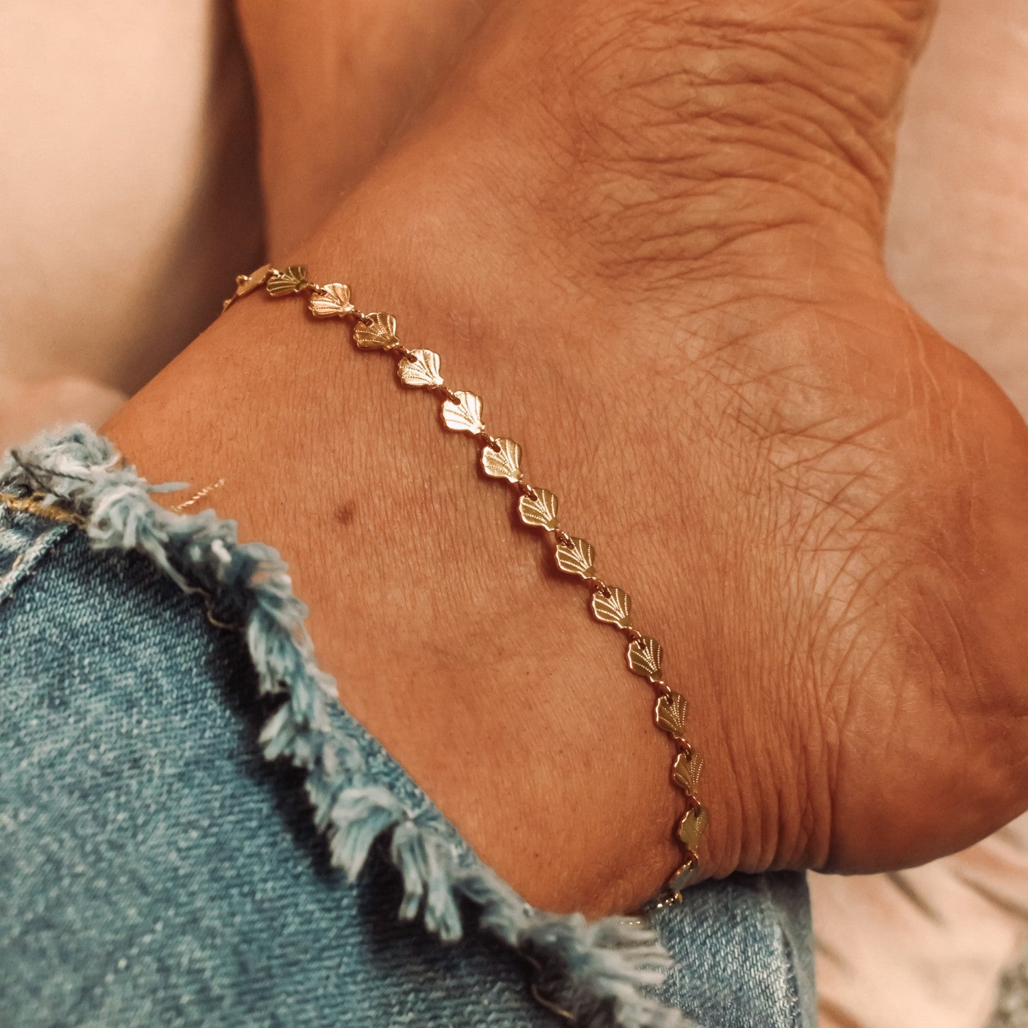 enkelbandje schelpen goud stainless steel schelpjes