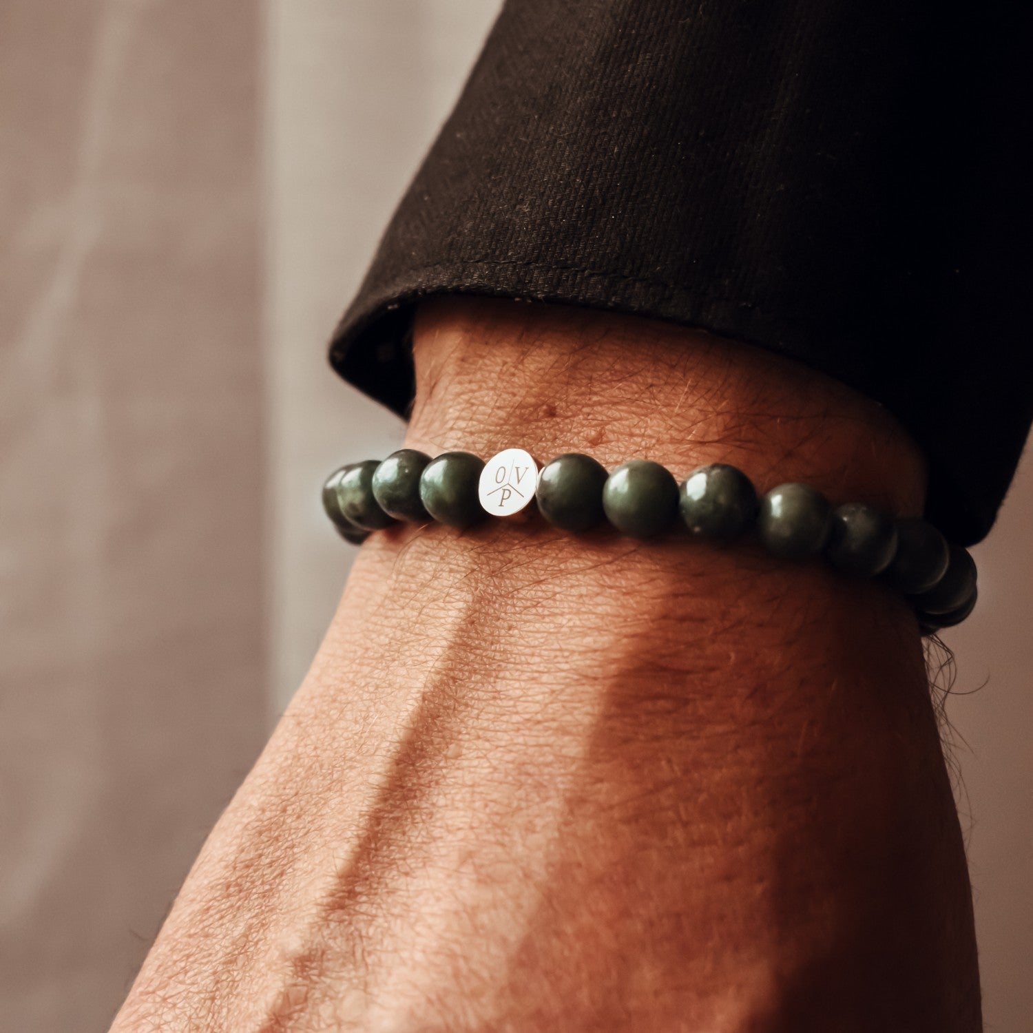 Gepersonaliseerde heren kralen armband met initialen