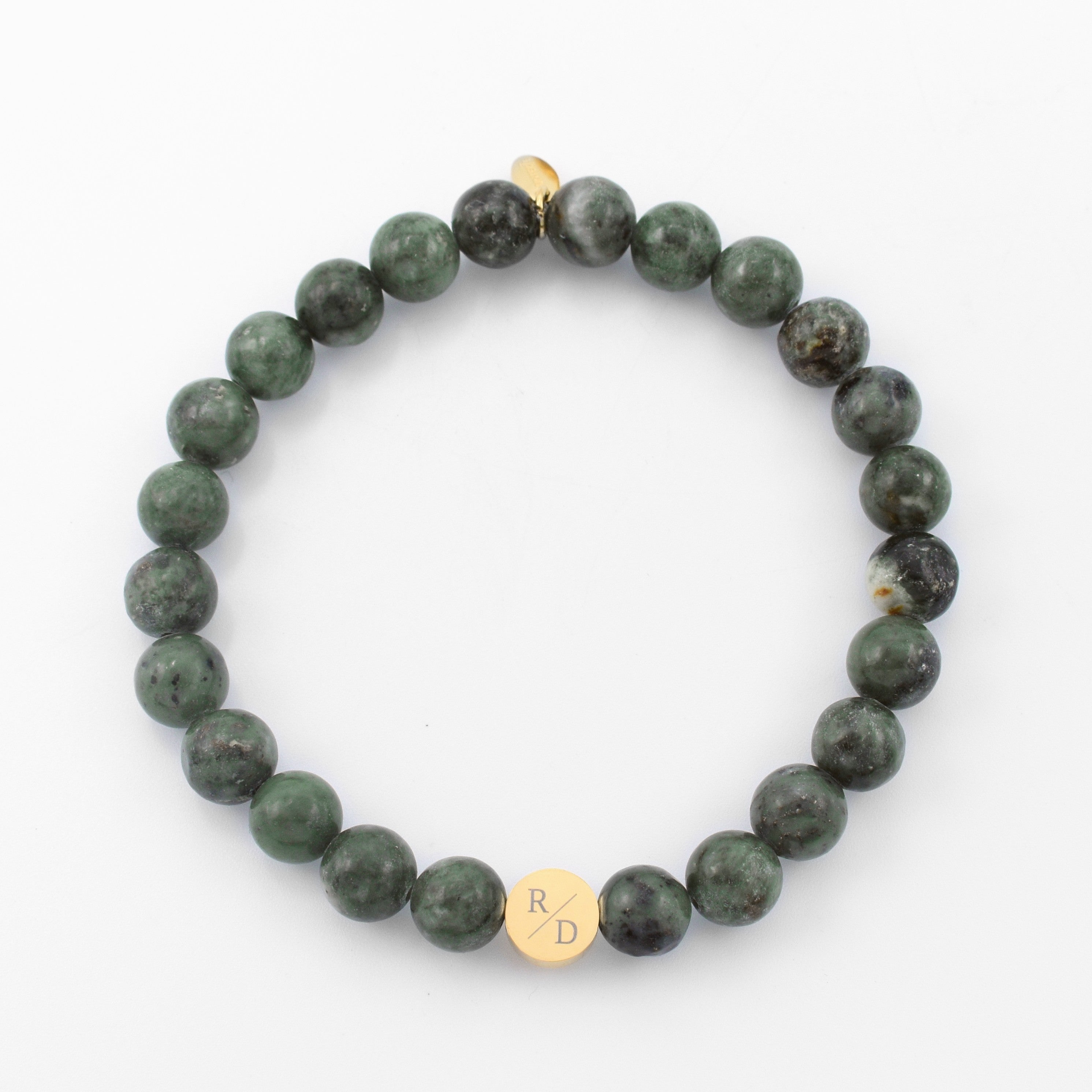 Initials Beading Bracelet Men Natural Stone Green
