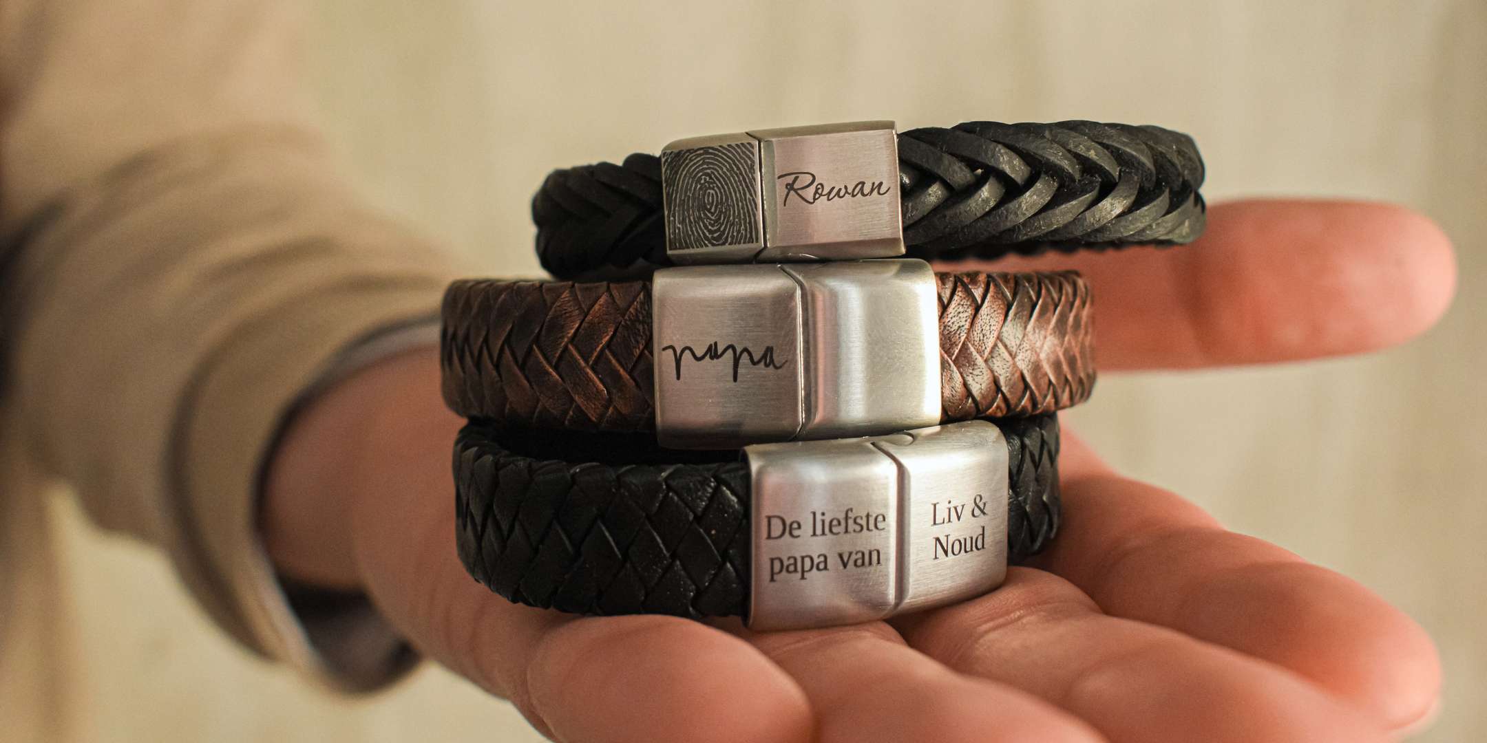 Heren armbanden echt leer