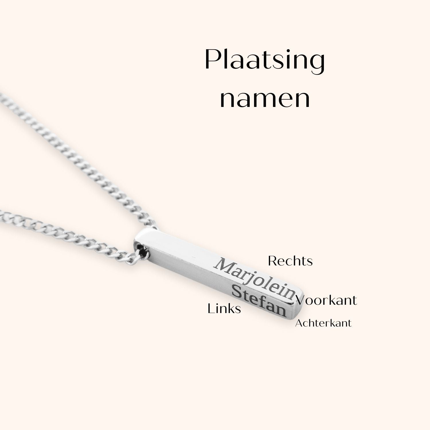 Naam ketting 3D staaf mannen