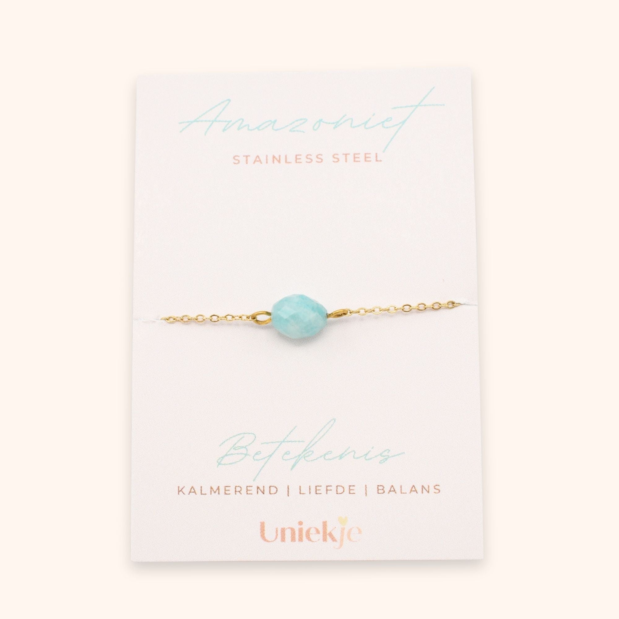Amazoniet armband dames met betekenis kleur goud stainless steel