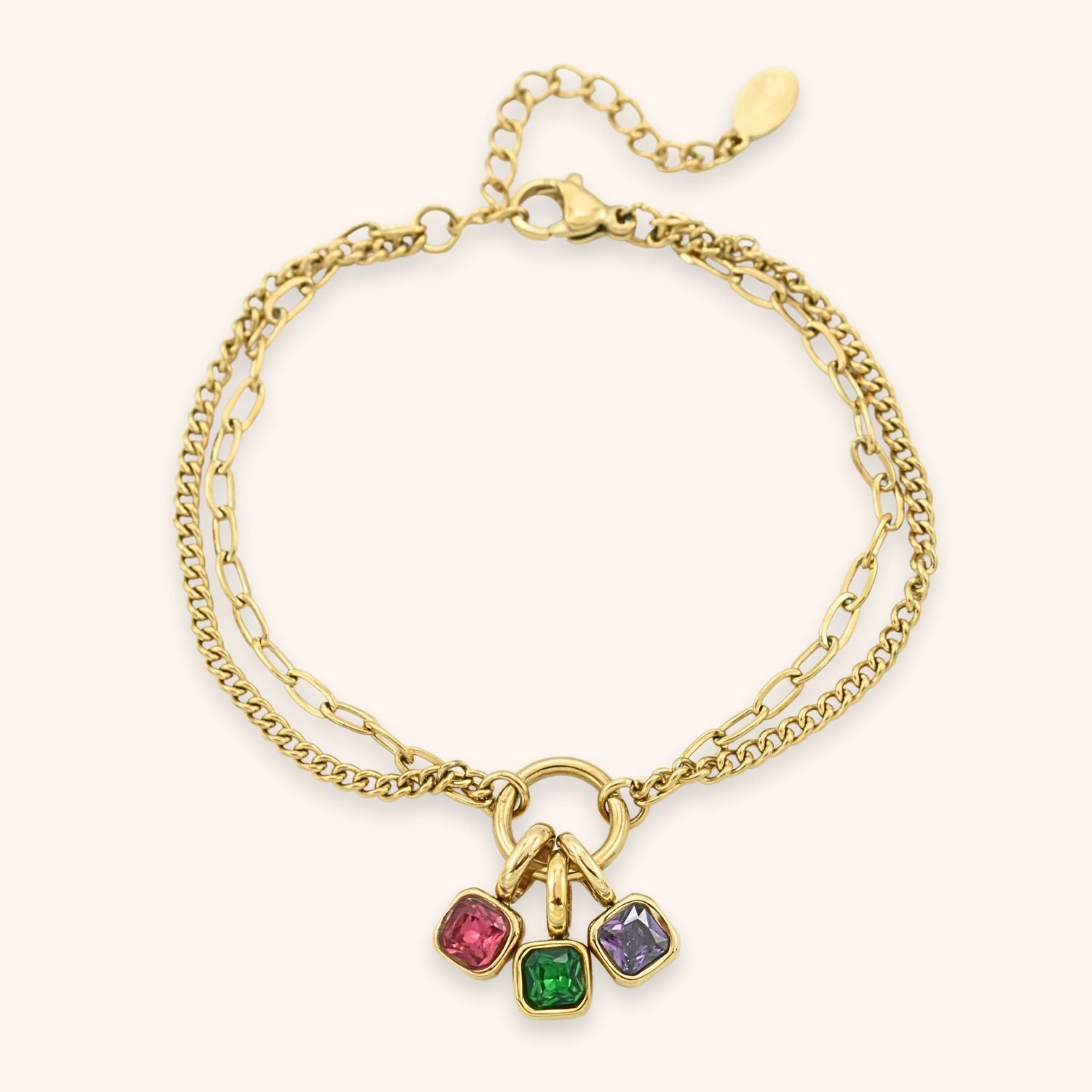 Geboortesteen bedel armband