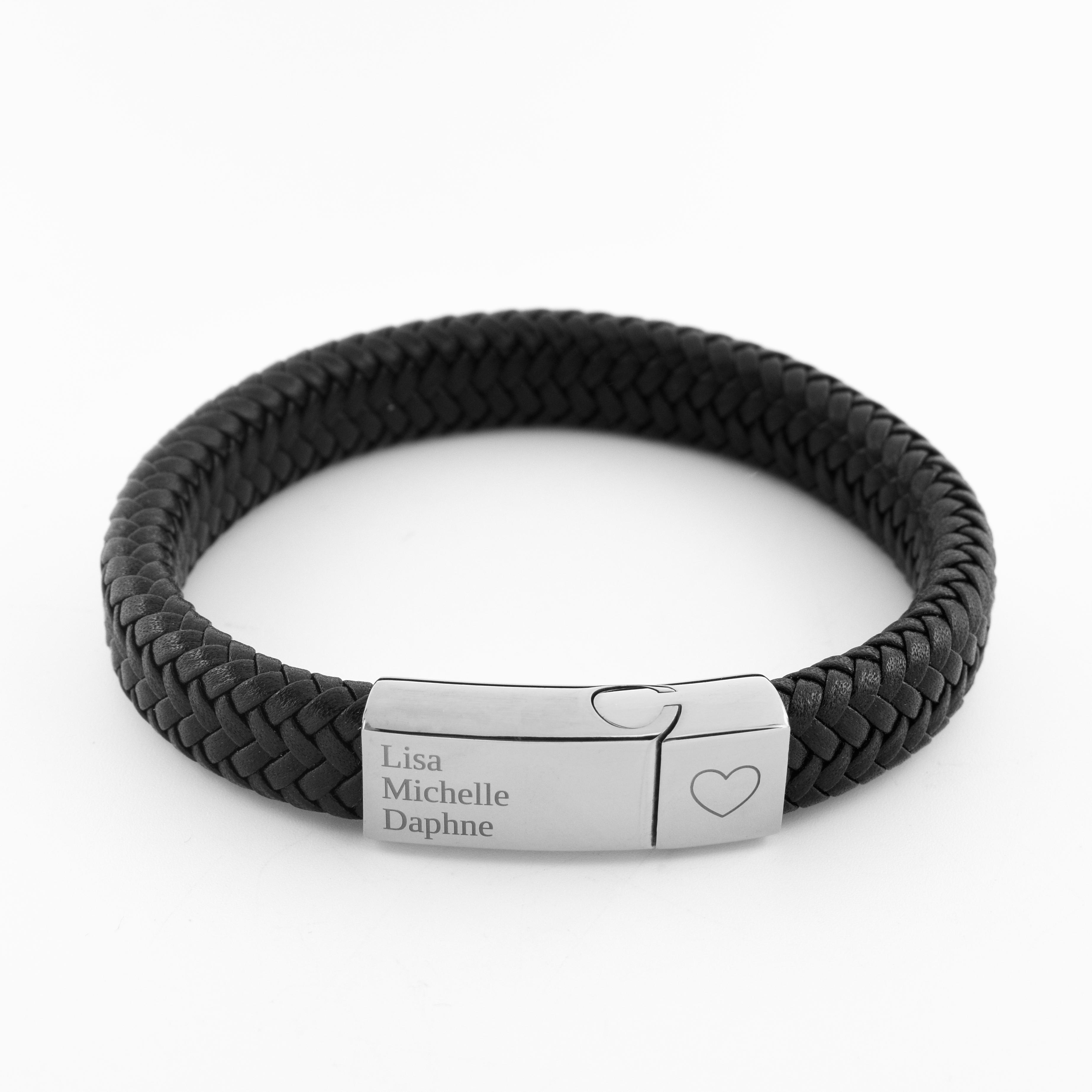 Braided bracelet leather men black