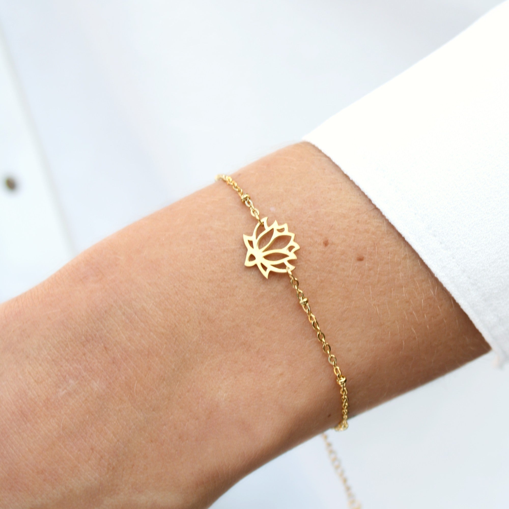 lotusbloem armband goud stainless steel