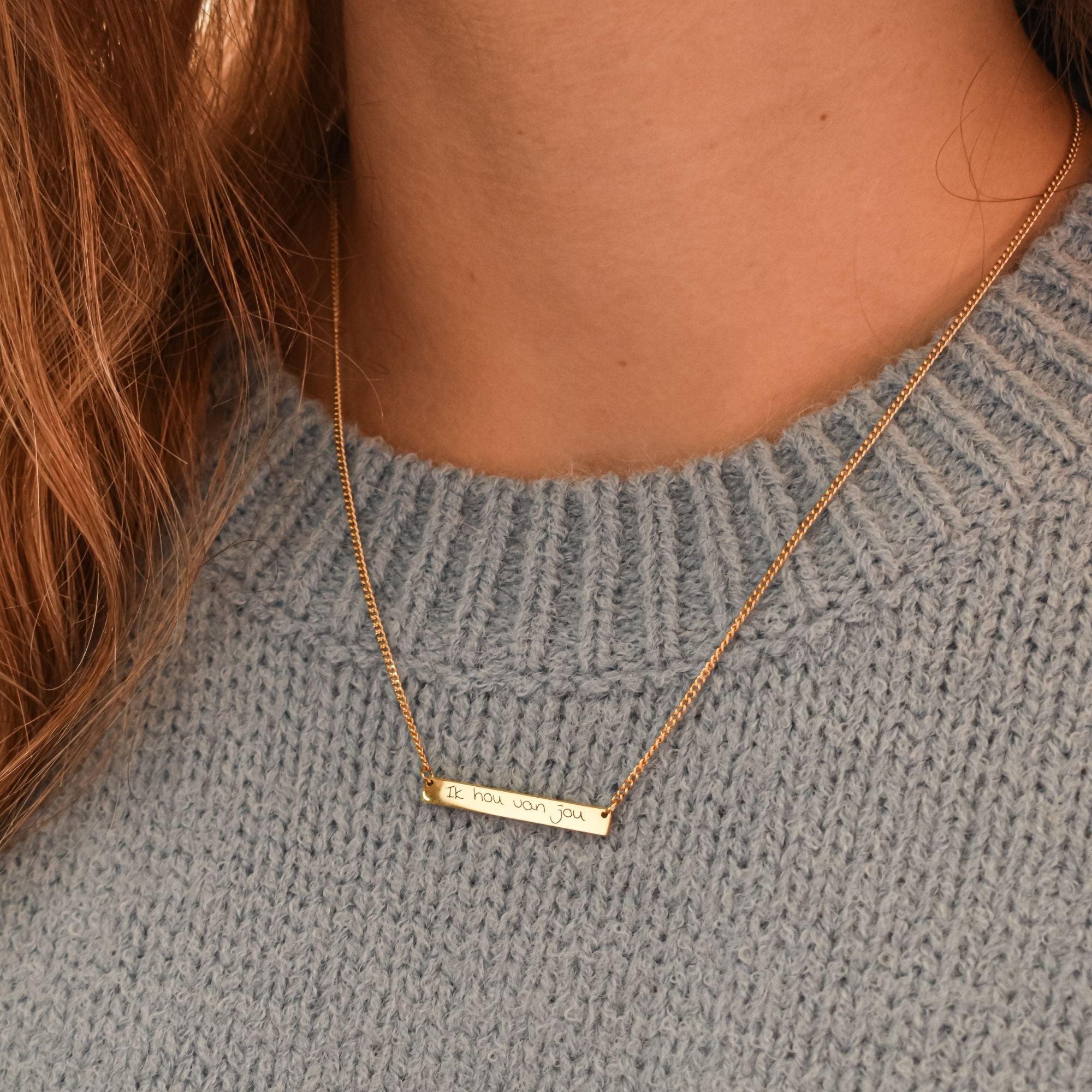 Eigen handschrift ketting staafje