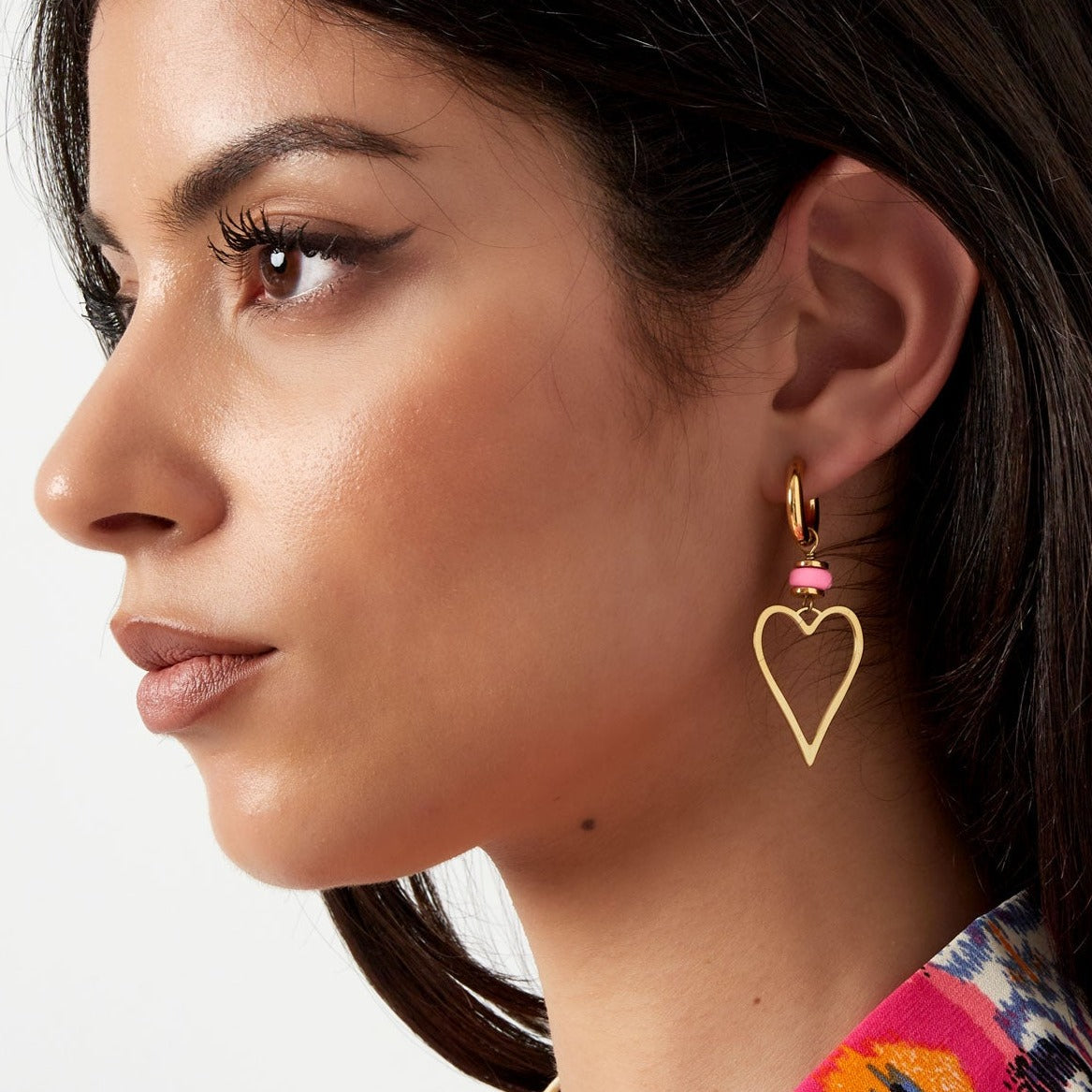 Heart earrings bead pink
