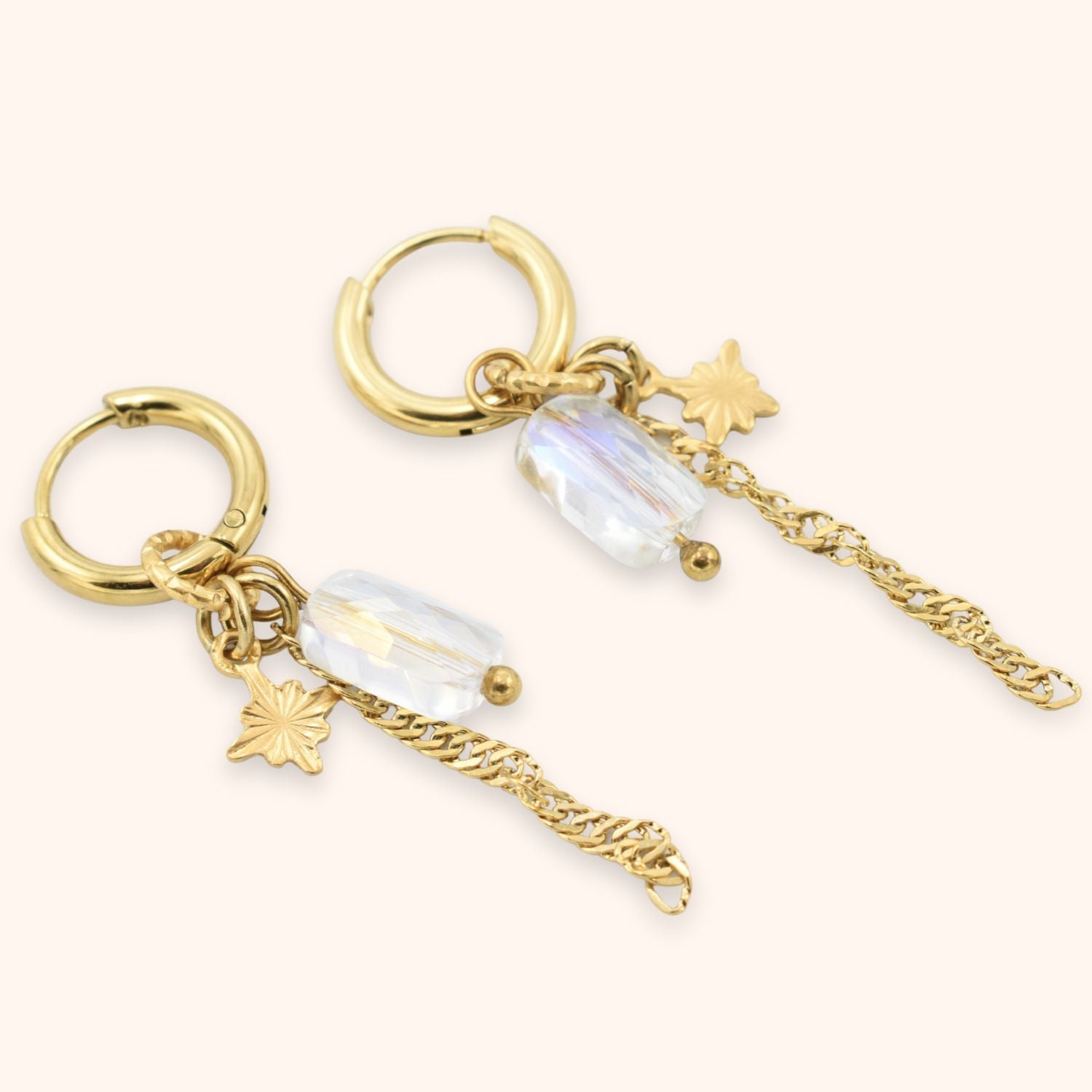 Oorringen regenboog kraal & ster